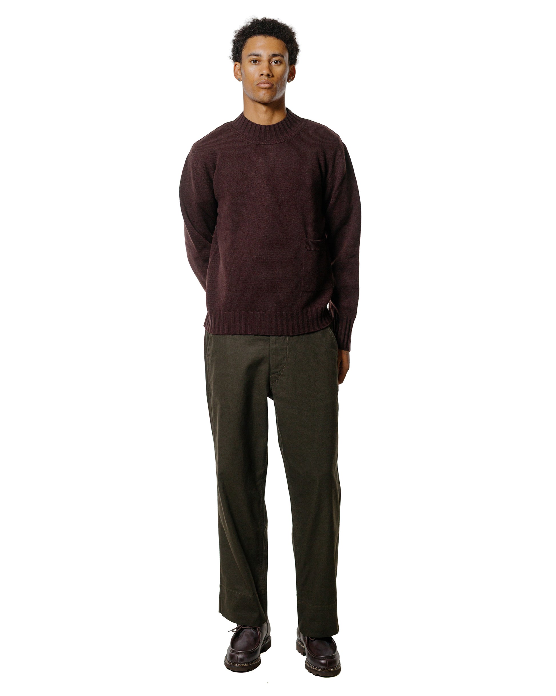 lost & found Margaret Howell Margaret Howell Single Pocket Crew Geelong Lambswool Mahogany