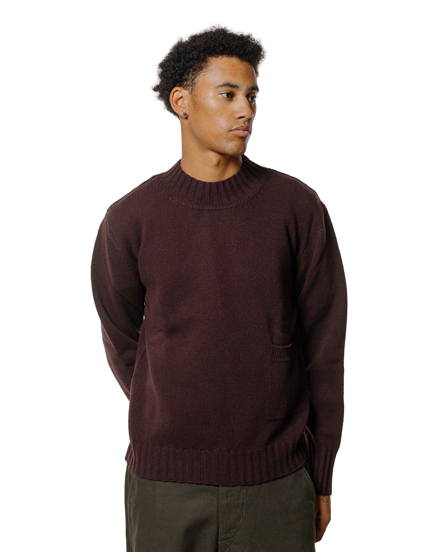 lost & found Margaret Howell Margaret Howell Single Pocket Crew Geelong Lambswool Mahogany