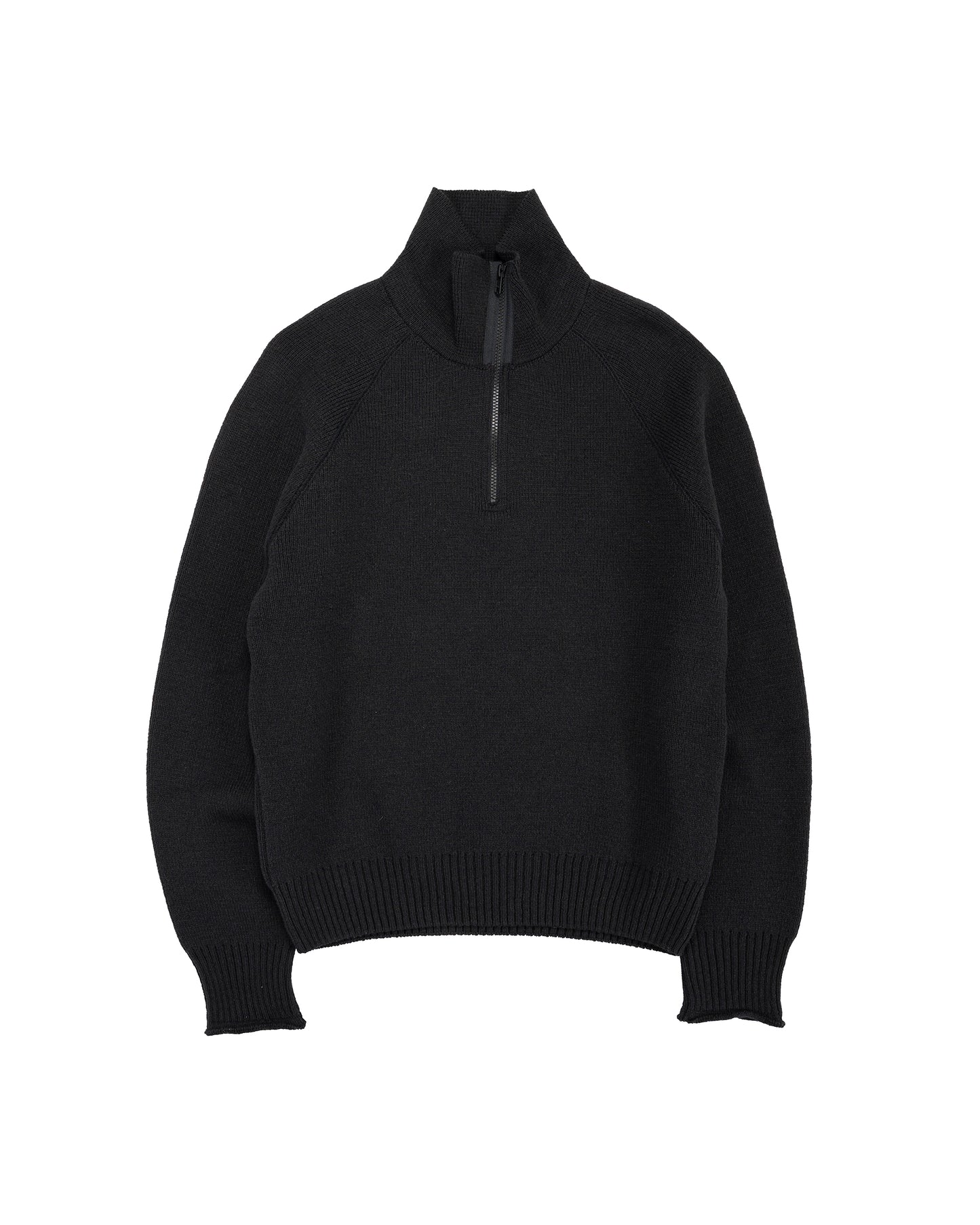 lost & found Margaret Howell Margaret Howell Zip Up Polo Jumper Wool Cotton Black