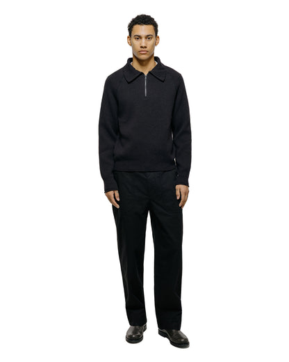 lost & found Margaret Howell Margaret Howell Zip Up Polo Jumper Wool Cotton Black