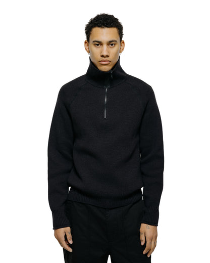 lost & found Margaret Howell Margaret Howell Zip Up Polo Jumper Wool Cotton Black