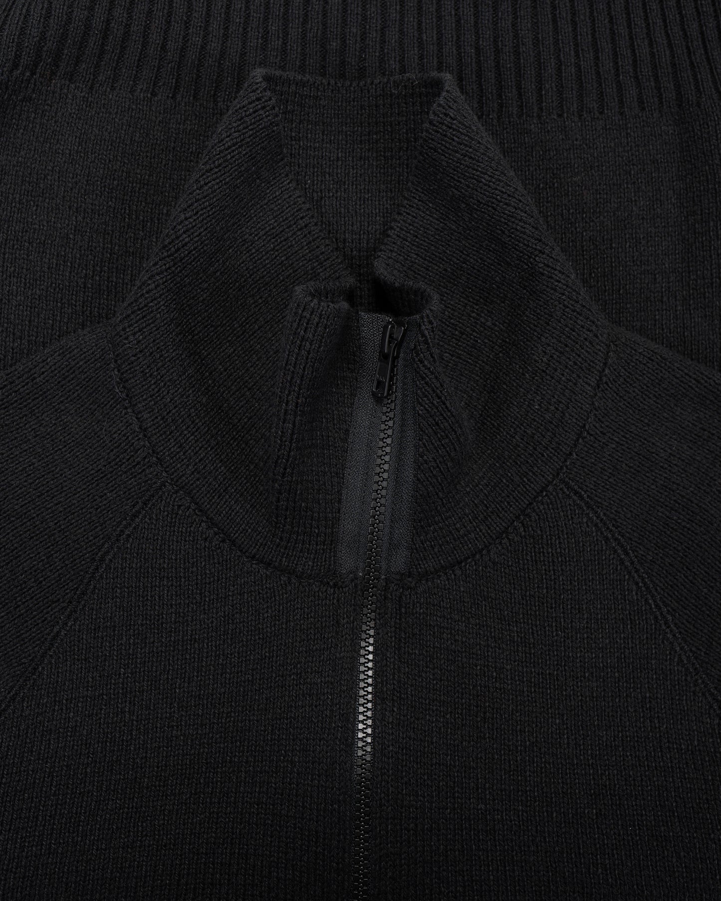 lost & found Margaret Howell Margaret Howell Zip Up Polo Jumper Wool Cotton Black