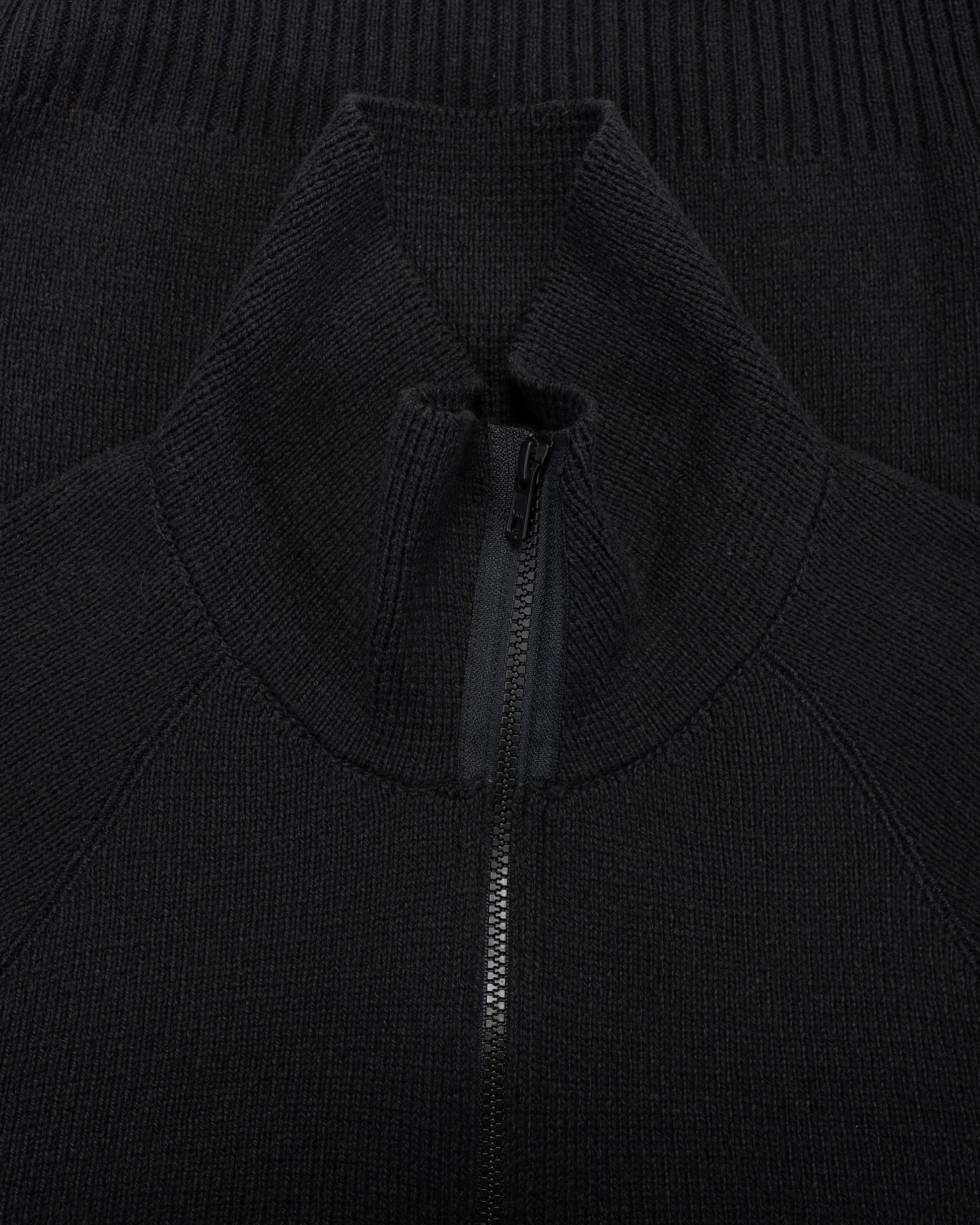 lost & found Margaret Howell Margaret Howell Zip Up Polo Jumper Wool Cotton Black