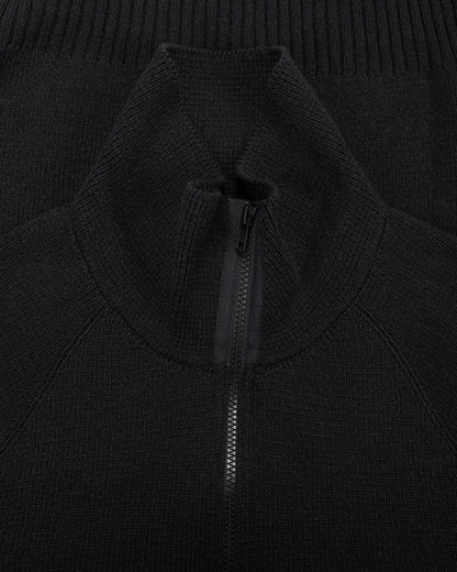 lost & found Margaret Howell Margaret Howell Zip Up Polo Jumper Wool Cotton Black