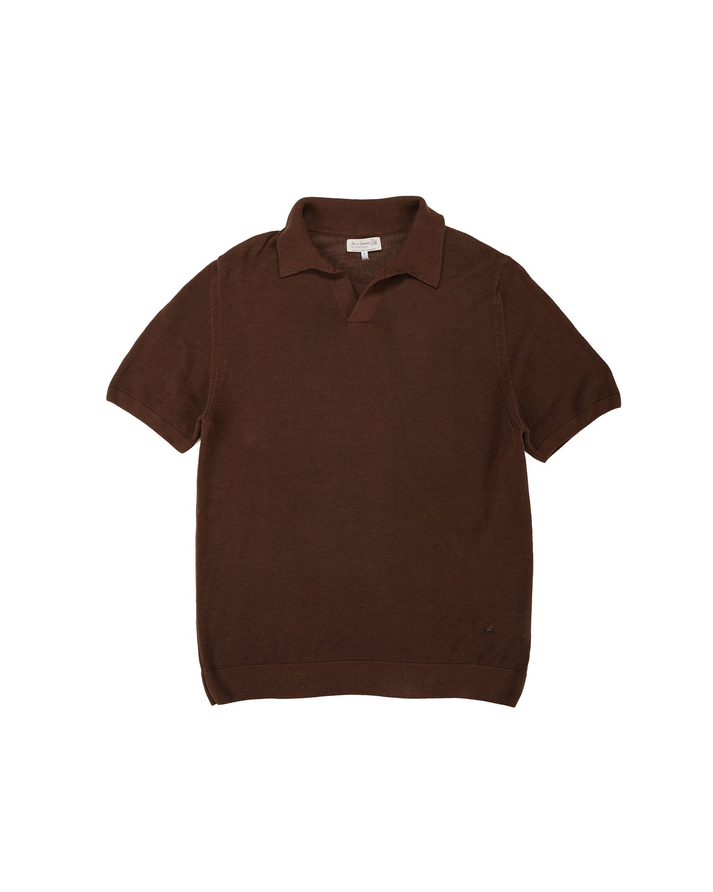 lost & found Merz B. Schwanen Merz B. Schwanen KNITPOLO02 Cotton Short Sleeve Polo Shirt Chocolate