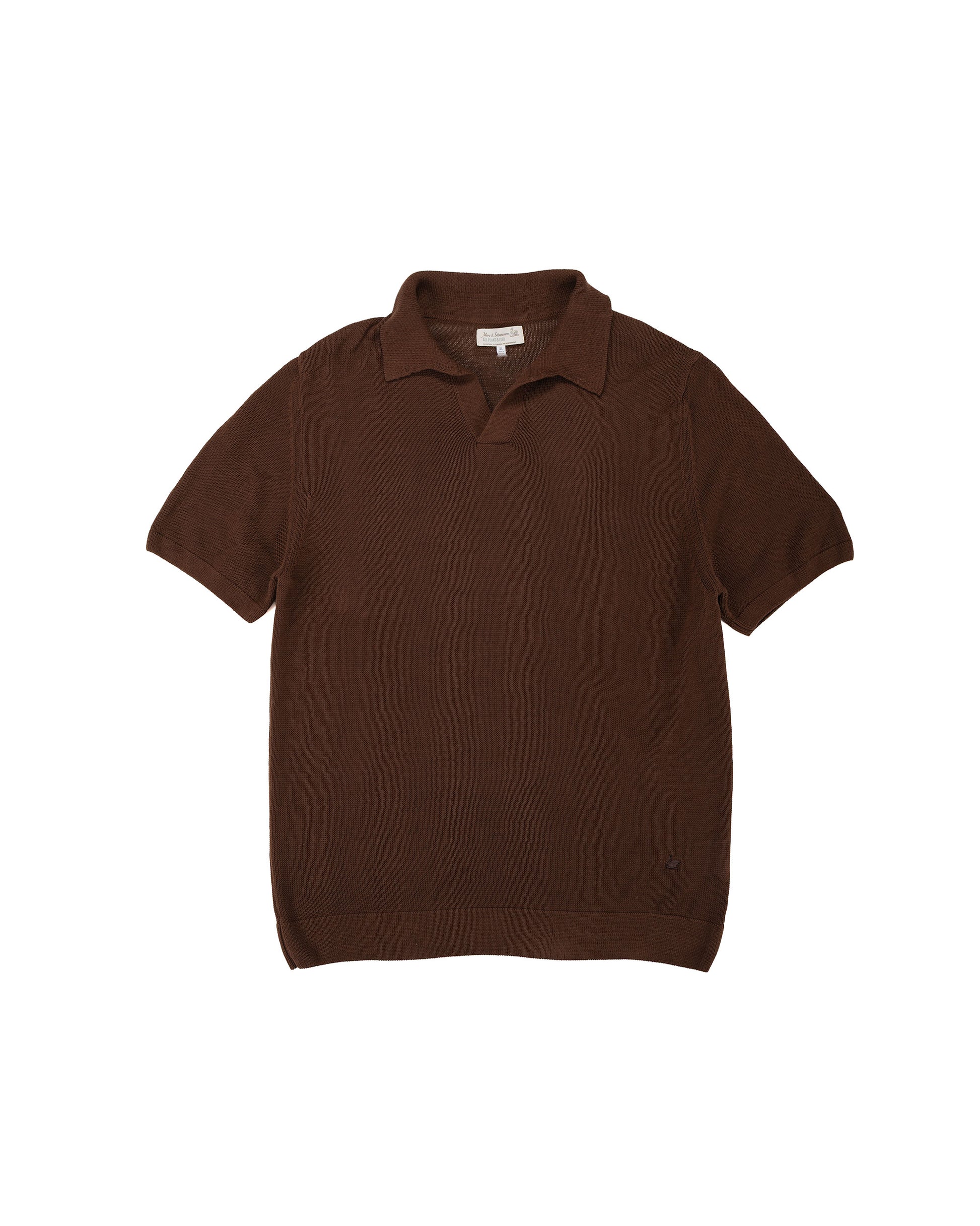 lost & found Merz B. Schwanen Merz B. Schwanen KNITPOLO02 Cotton Short Sleeve Polo Shirt Chocolate