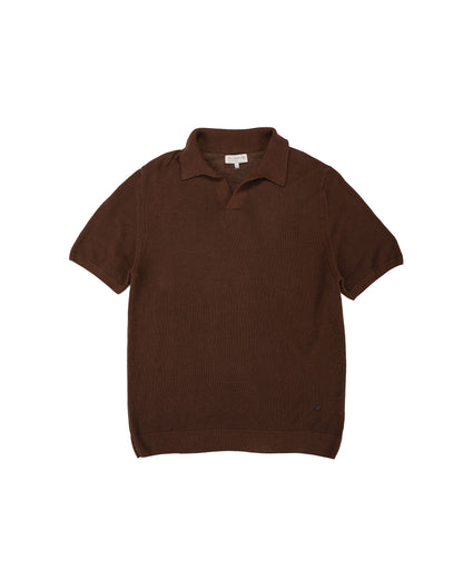 lost & found Merz B. Schwanen Merz B. Schwanen KNITPOLO02 Cotton Short Sleeve Polo Shirt Chocolate