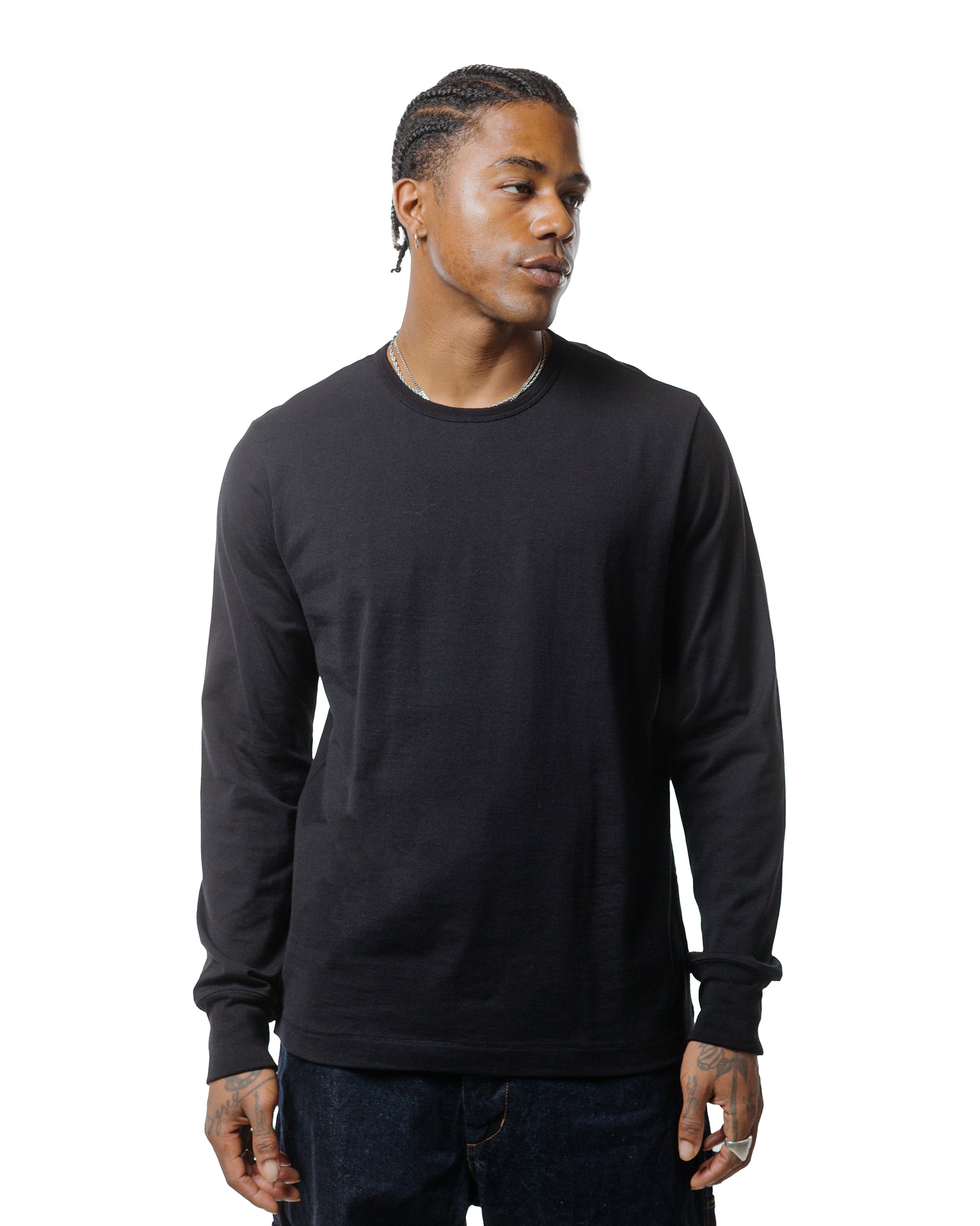 lost & found Merz B. Schwanen Merz B. Schwanen 2M15LS Vintage Machine Refined T-Shirt Deep Black