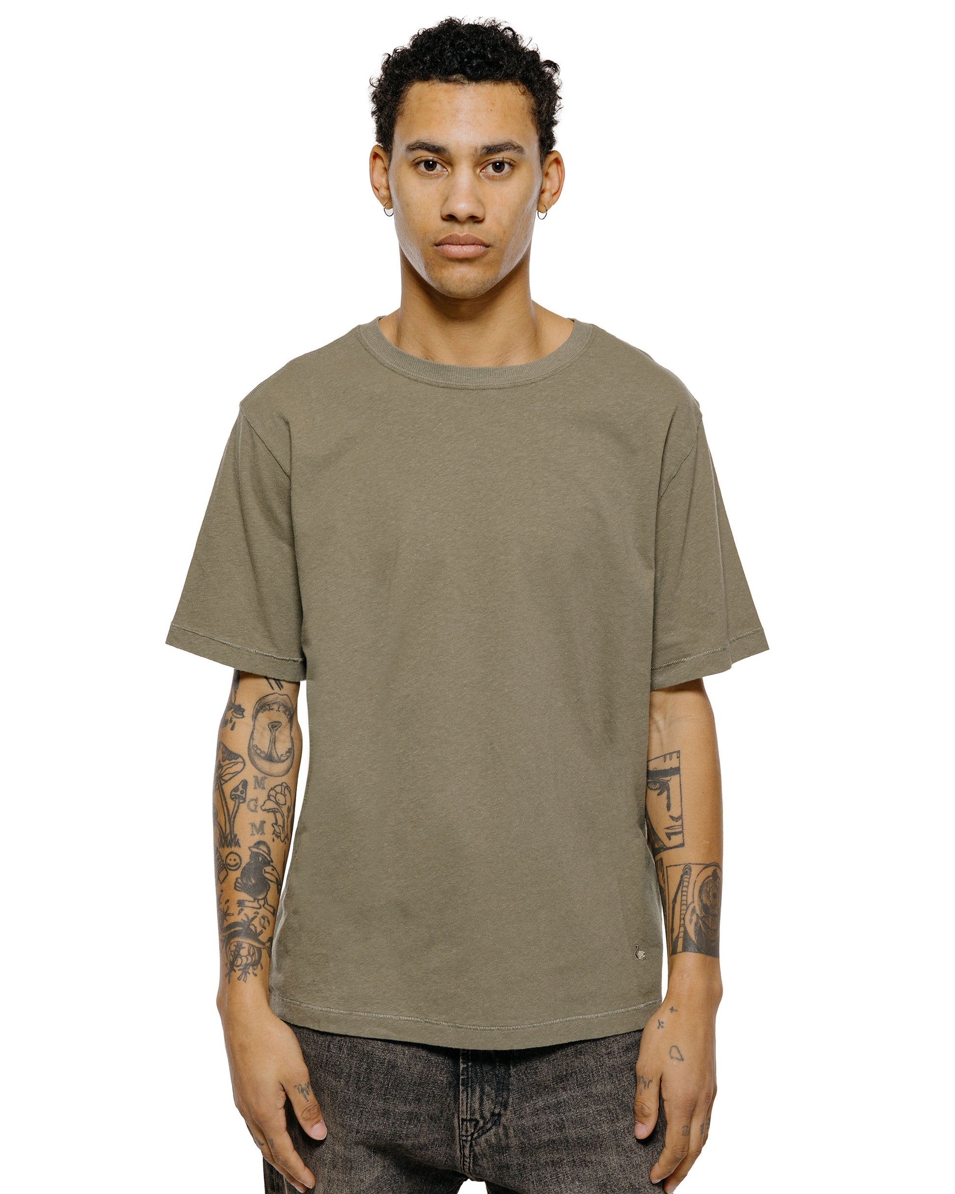 lost & found Merz B. Schwanen Merz B. Schwanen HPT01 Cotton Hemp T-Shirt Light Army