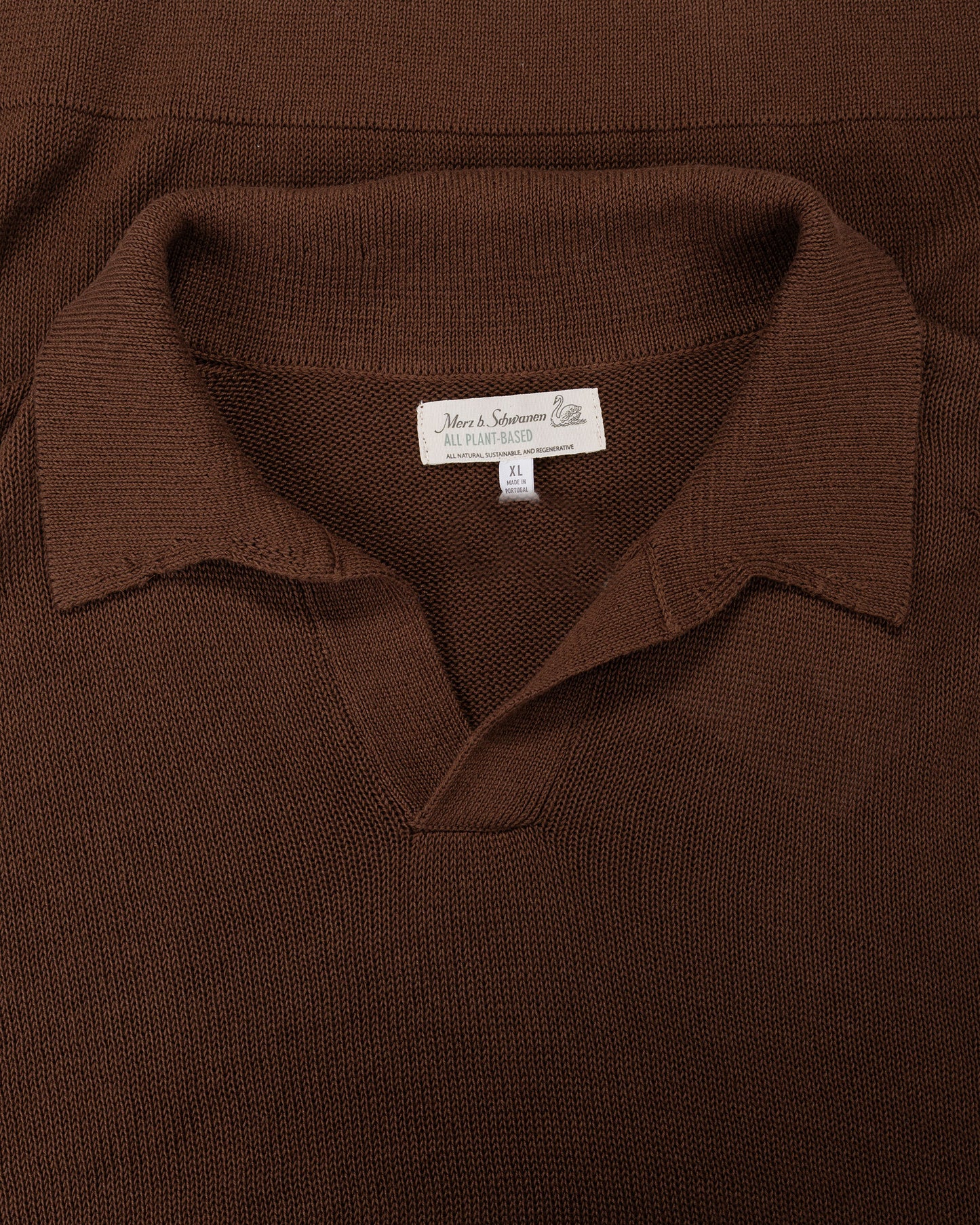 lost & found Merz B. Schwanen Merz B. Schwanen KNITPOLO02 Cotton Short Sleeve Polo Shirt Chocolate
