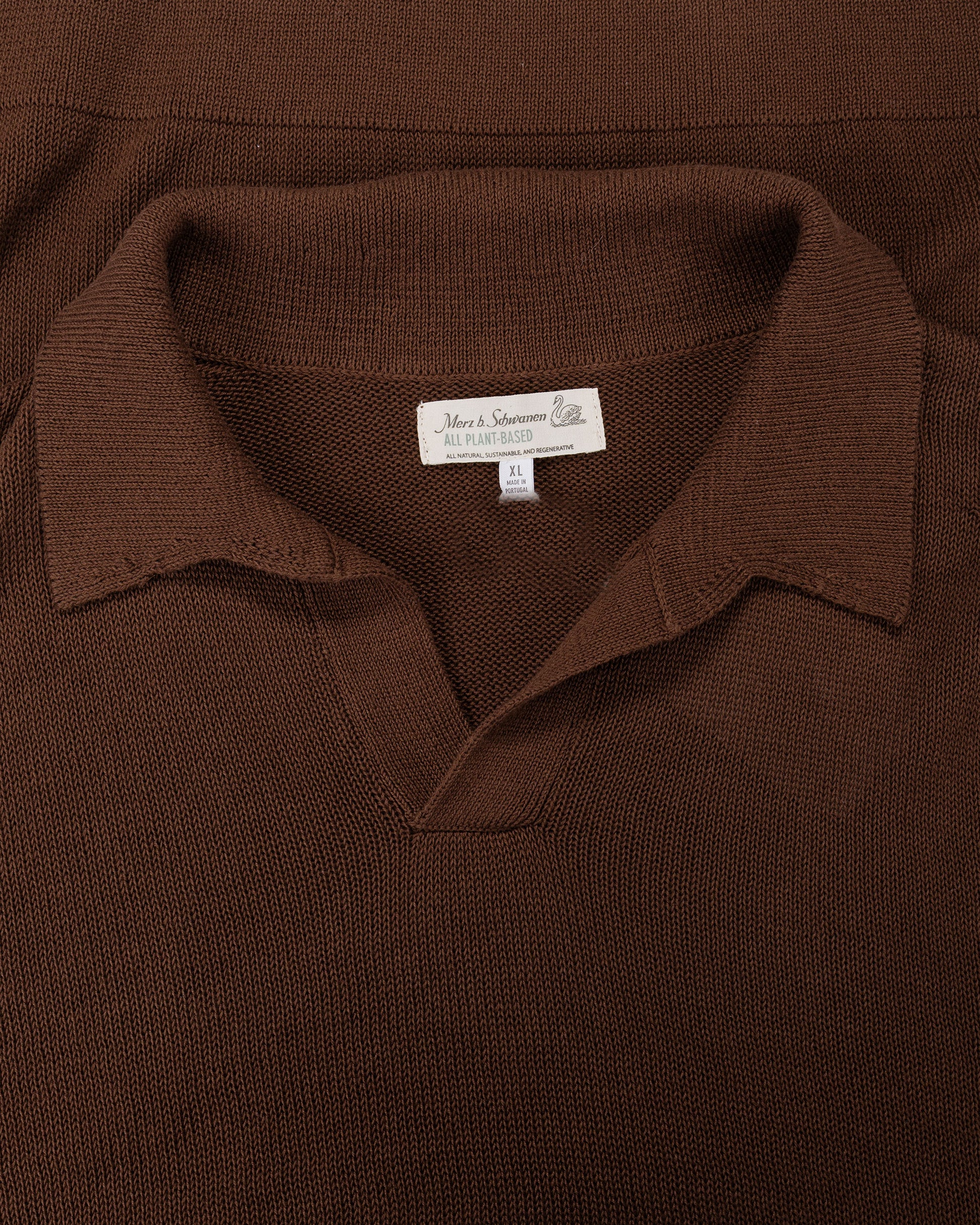lost & found Merz B. Schwanen Merz B. Schwanen KNITPOLO02 Cotton Short Sleeve Polo Shirt Chocolate