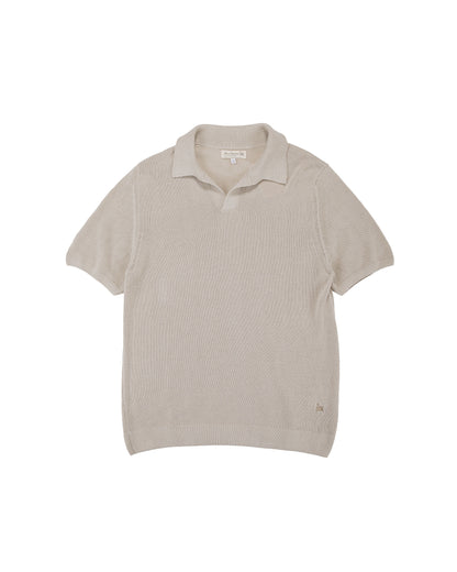 lost & found Merz B. Schwanen Merz B. Schwanen KNITPOLO02 Cotton Short Sleeve Polo Shirt Sand