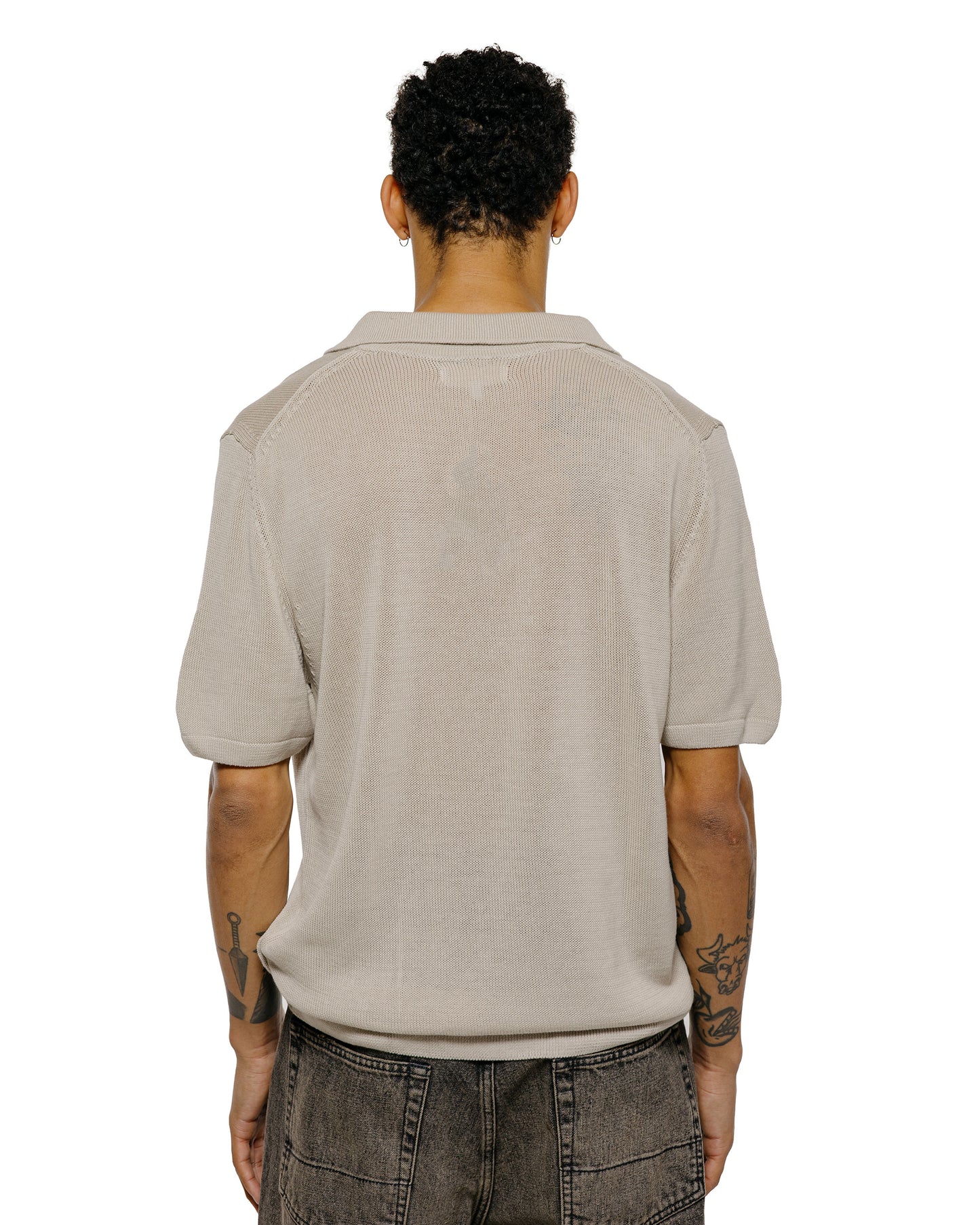lost & found Merz B. Schwanen Merz B. Schwanen KNITPOLO02 Cotton Short Sleeve Polo Shirt Sand