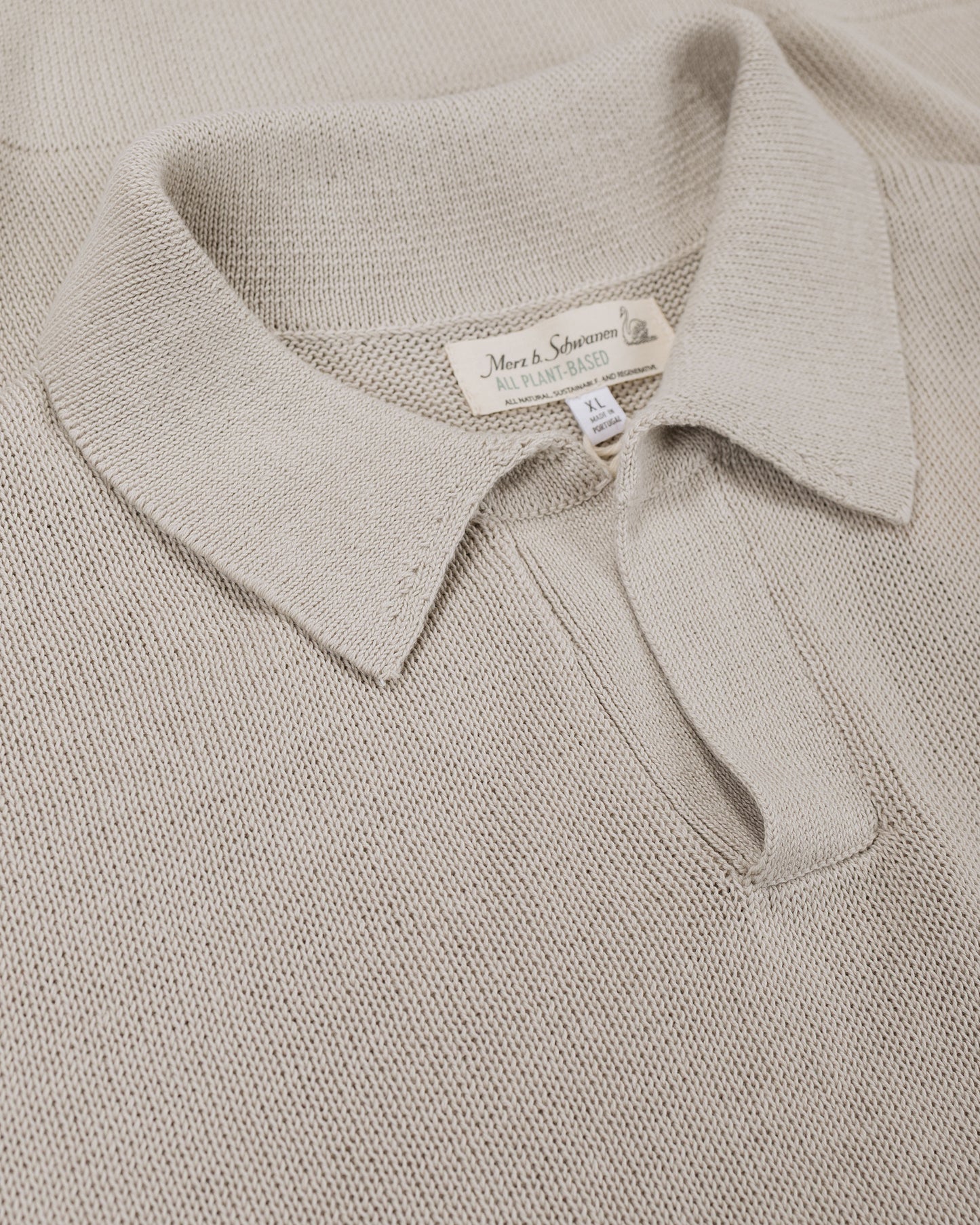 lost & found Merz B. Schwanen Merz B. Schwanen KNITPOLO02 Cotton Short Sleeve Polo Shirt Sand