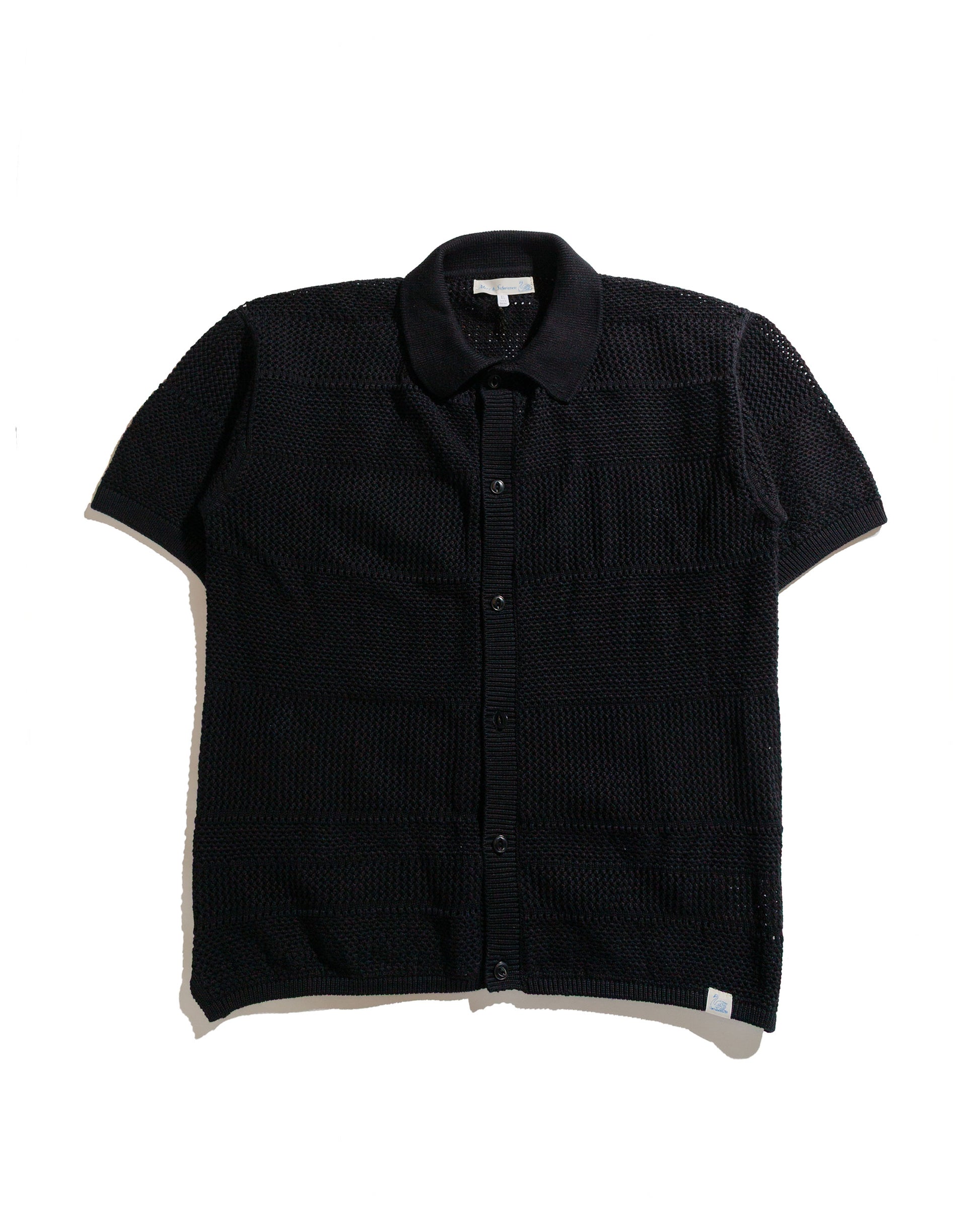 lost & found Merz B. Schwanen Merz B. Schwanen KNITSHIRT01 Crochet Shirt Deep Black