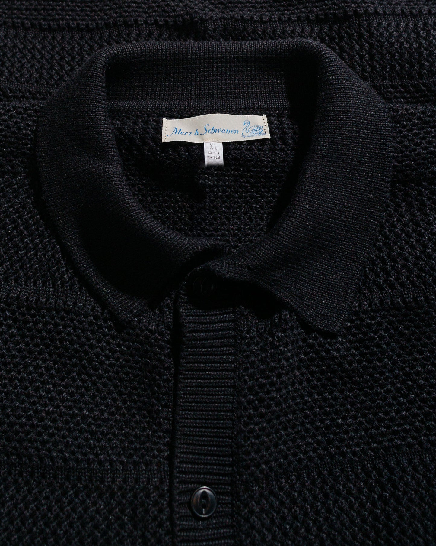 lost & found Merz B. Schwanen Merz B. Schwanen KNITSHIRT01 Crochet Shirt Deep Black