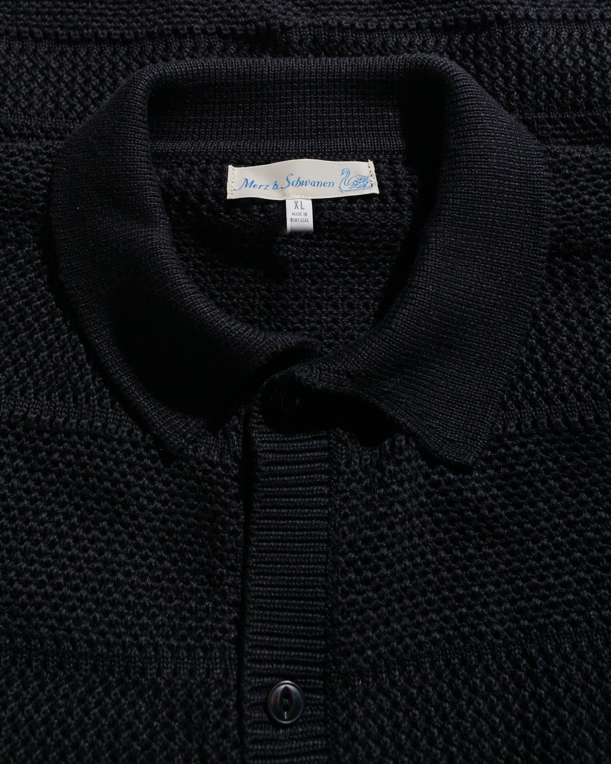 lost & found Merz B. Schwanen Merz B. Schwanen KNITSHIRT01 Crochet Shirt Deep Black