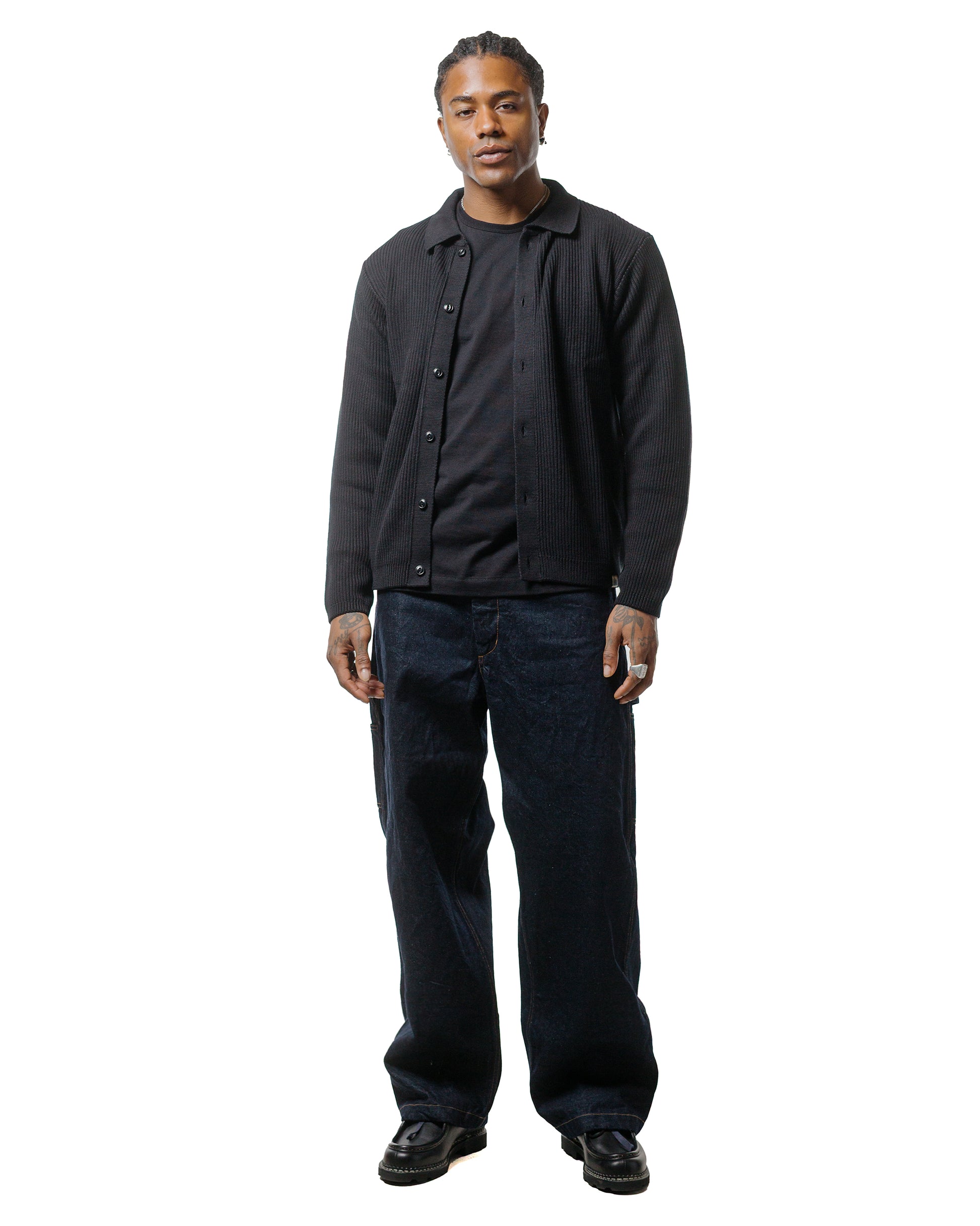 lost & found Merz B. Schwanen Merz B. Schwanen KNITSHIRT05 Ribbed Knitshirt Deep Black