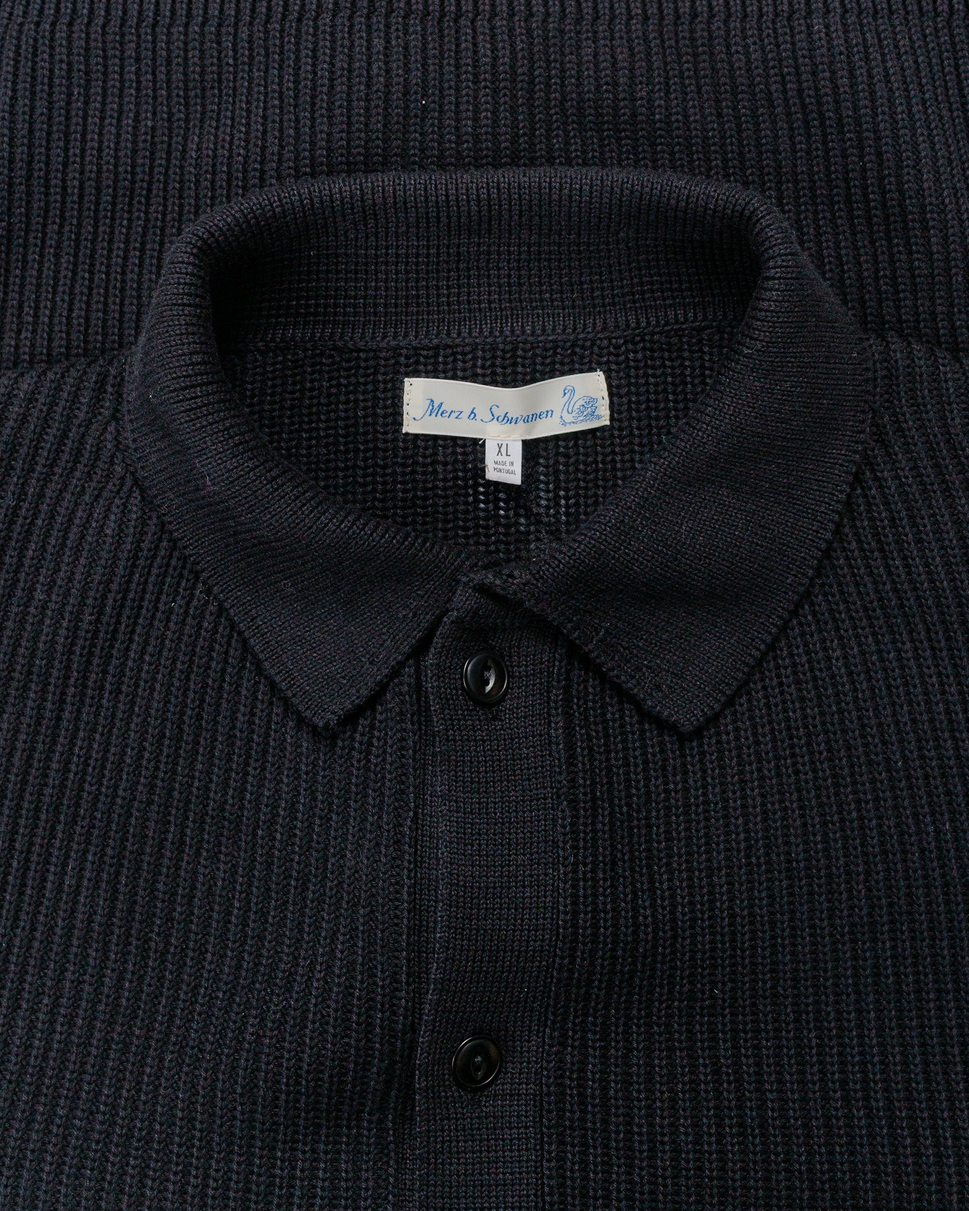 lost & found Merz B. Schwanen Merz B. Schwanen KNITSHIRT05 Ribbed Knitshirt Deep Black