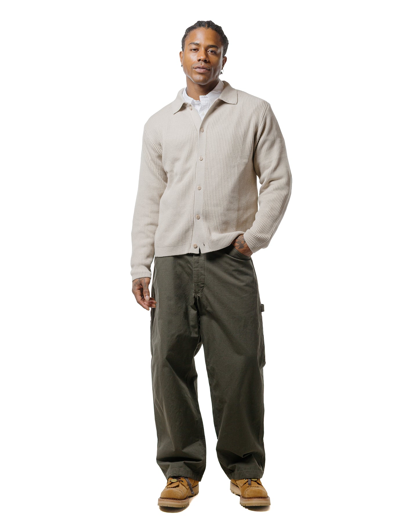 lost & found Merz B. Schwanen Merz B. Schwanen KNITSHIRT05 Ribbed Knitshirt Sand