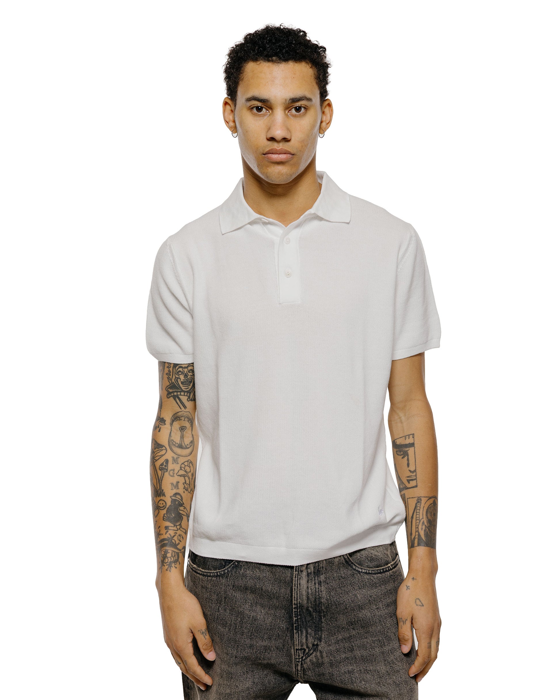lost & found Merz B. Schwanen Merz B. Schwanen KPLP02 Knitted Polo White