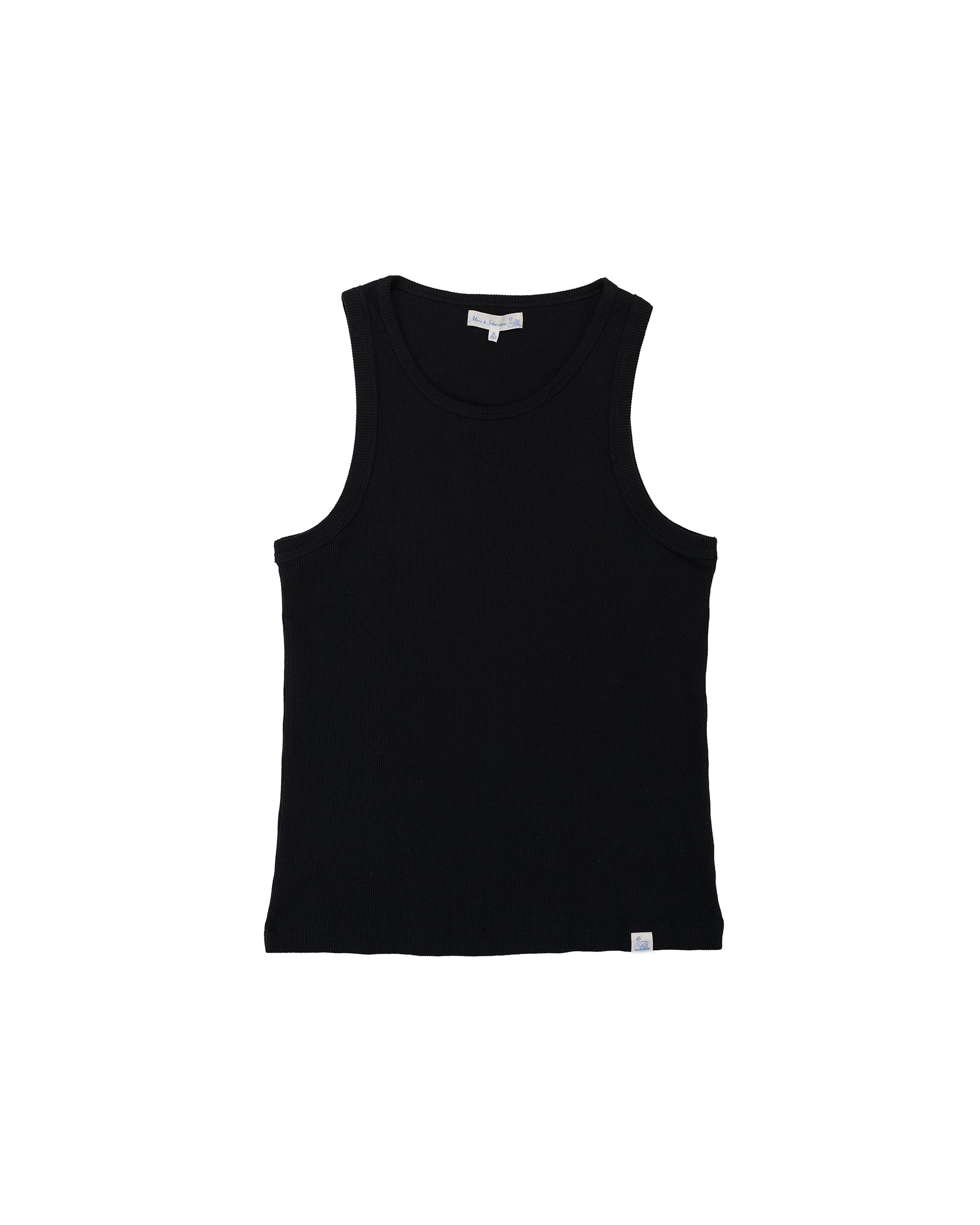 lost & found Merz B. Schwanen Merz B. Schwanen RIBTANK01 Iconic Ribbed Cotton Tank Top Deep Black