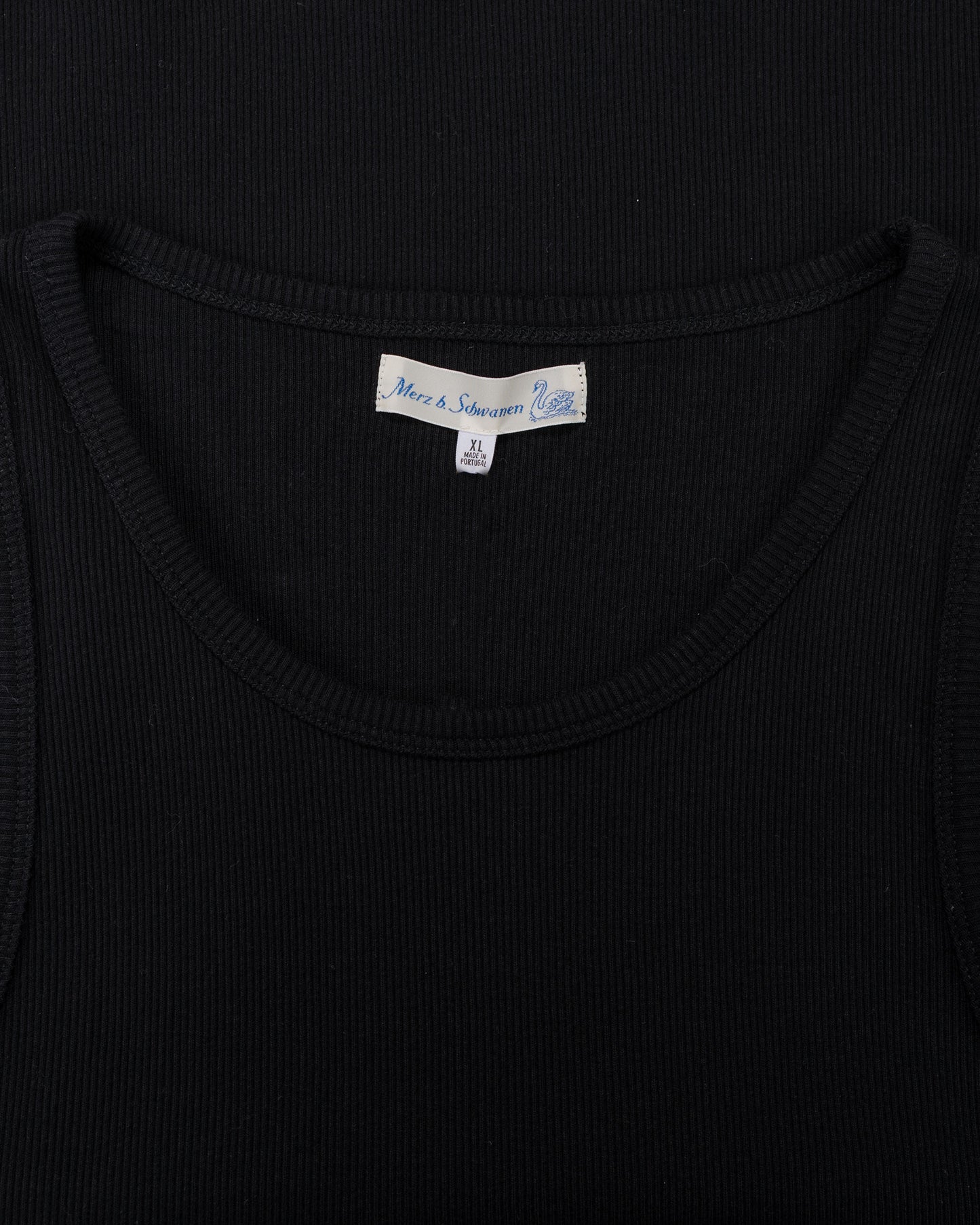lost & found Merz B. Schwanen Merz B. Schwanen RIBTANK01 Iconic Ribbed Cotton Tank Top Deep Black