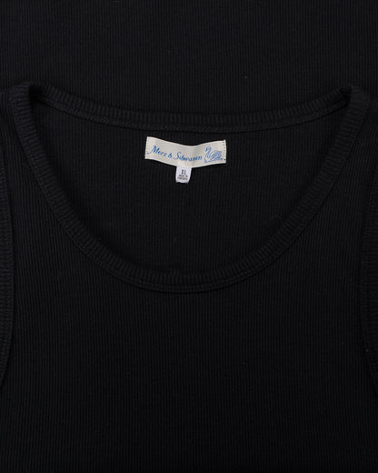 lost & found Merz B. Schwanen Merz B. Schwanen RIBTANK01 Iconic Ribbed Cotton Tank Top Deep Black