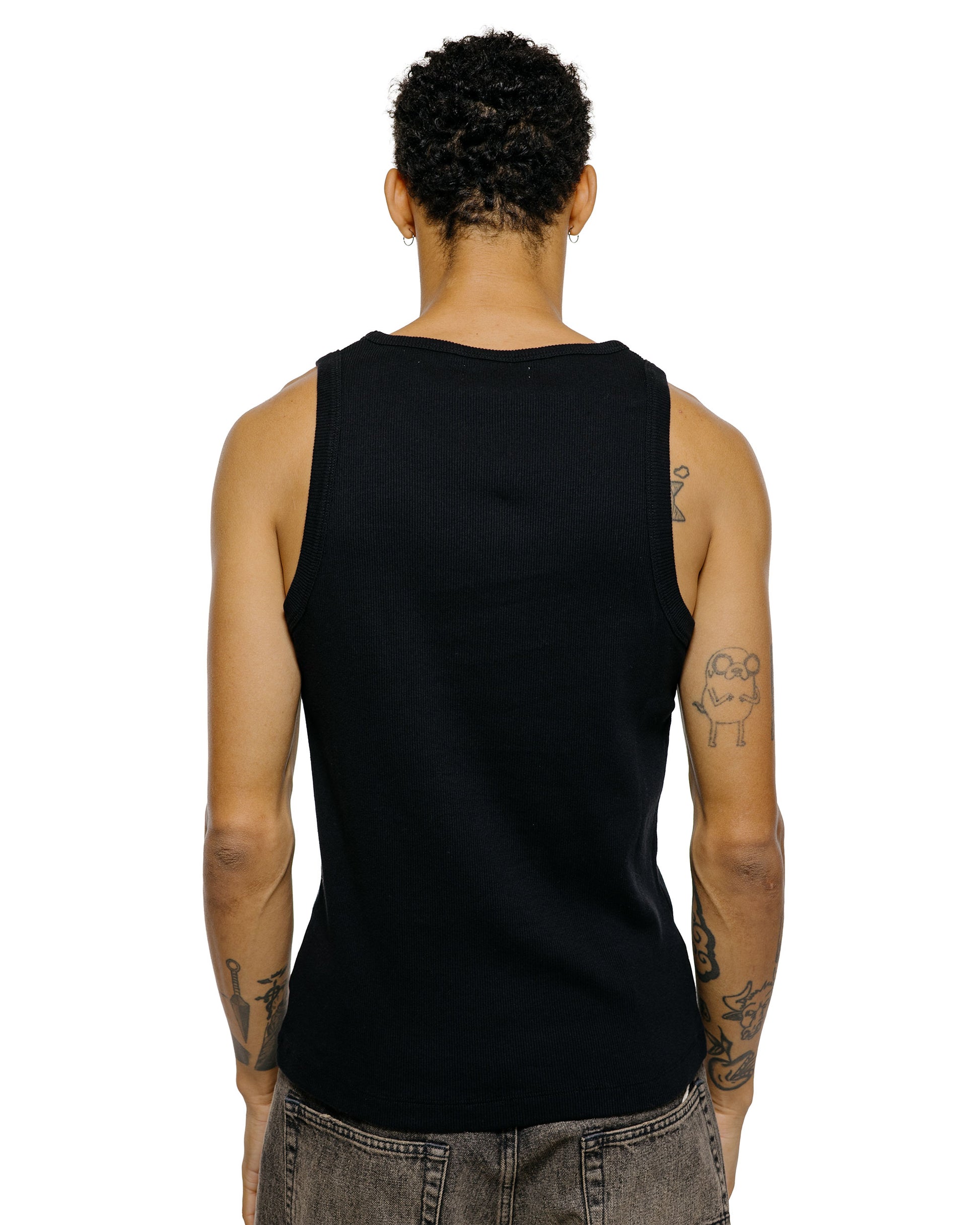 lost & found Merz B. Schwanen Merz B. Schwanen RIBTANK01 Iconic Ribbed Cotton Tank Top Deep Black