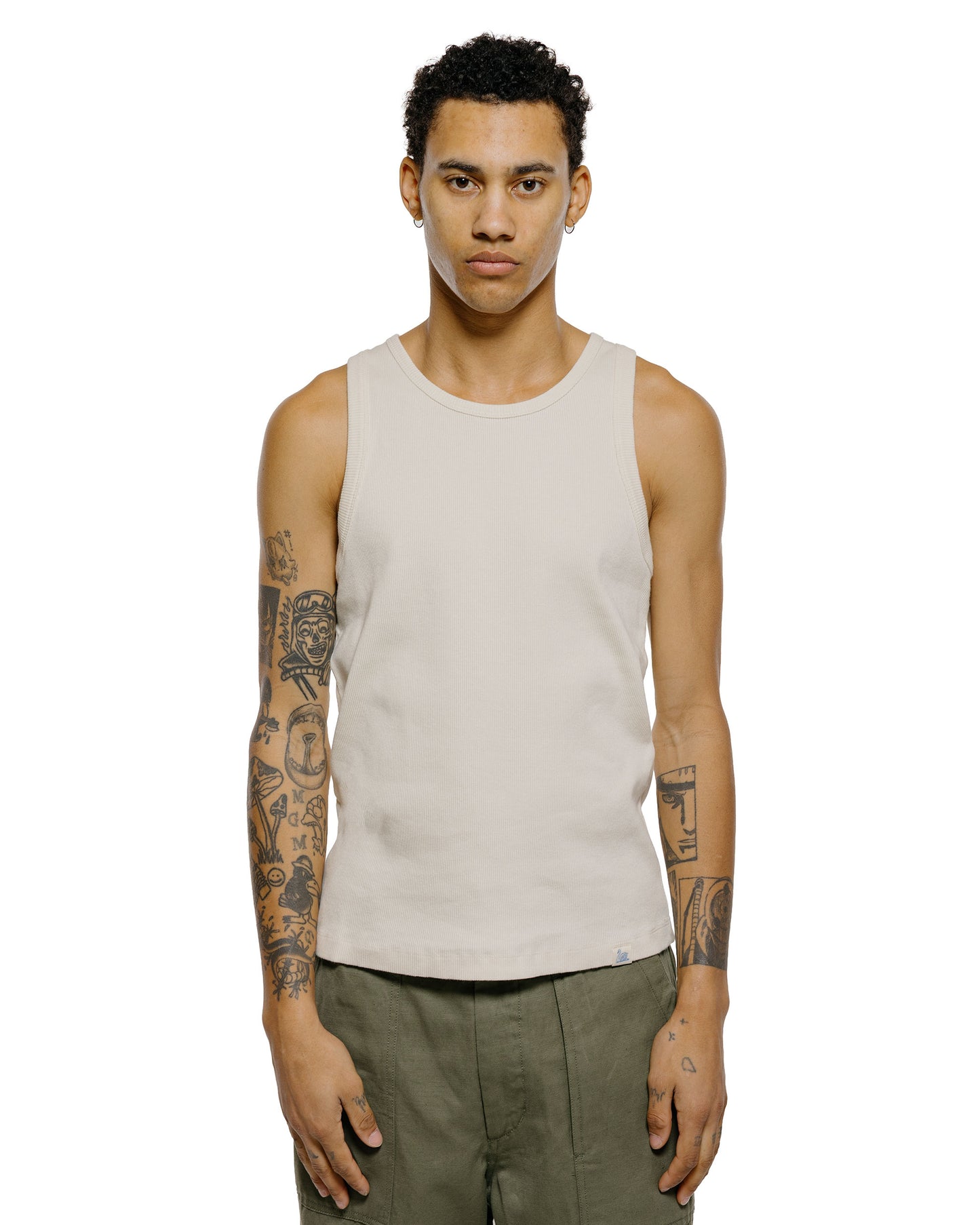 lost & found Merz B. Schwanen Merz B. Schwanen RIBTANK01 Iconic Ribbed Cotton Tank Top Nature