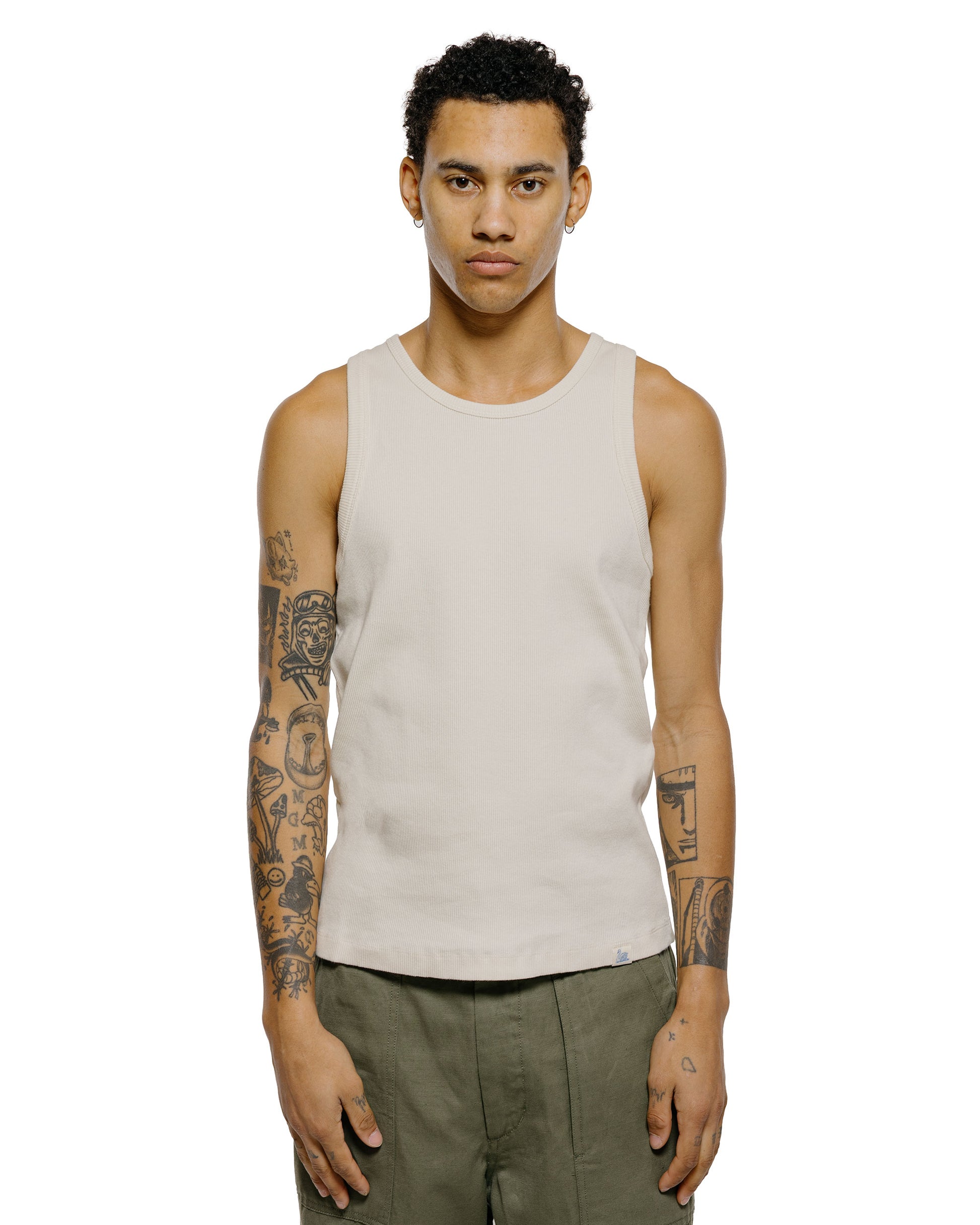 lost & found Merz B. Schwanen Merz B. Schwanen RIBTANK01 Iconic Ribbed Cotton Tank Top Nature