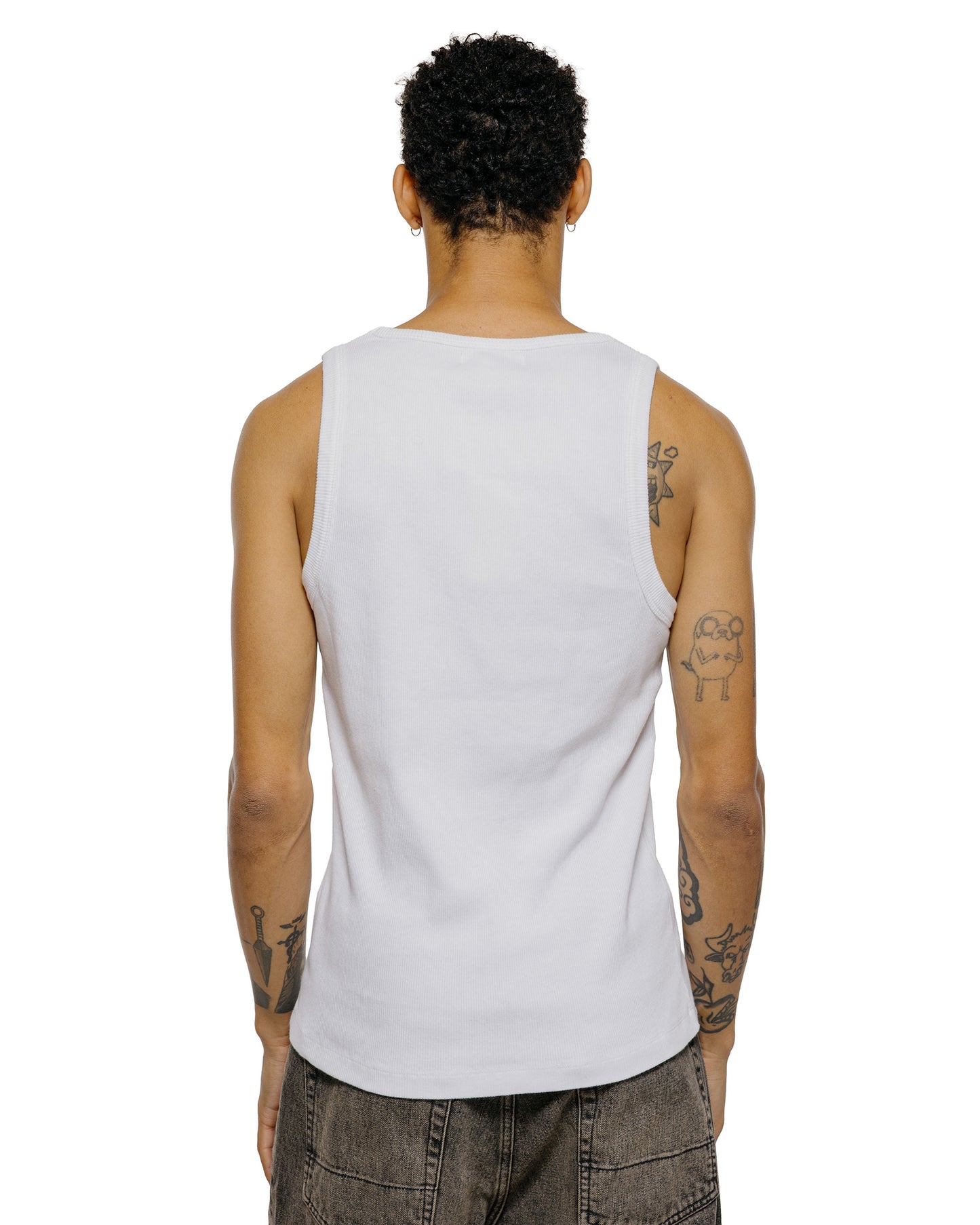 lost & found Merz B. Schwanen Merz B. Schwanen RIBTANK01 Iconic Ribbed Cotton Tank Top White