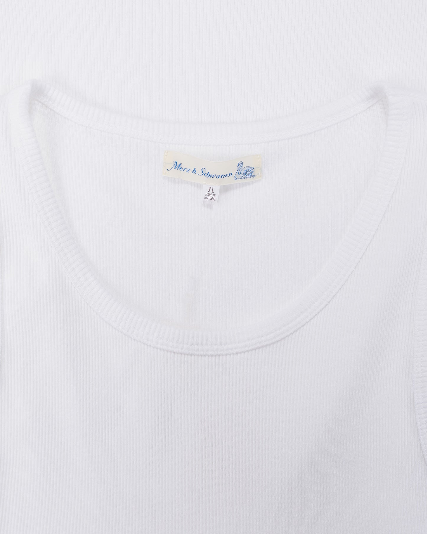lost & found Merz B. Schwanen Merz B. Schwanen RIBTANK01 Iconic Ribbed Cotton Tank Top White
