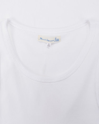 lost & found Merz B. Schwanen Merz B. Schwanen RIBTANK01 Iconic Ribbed Cotton Tank Top White