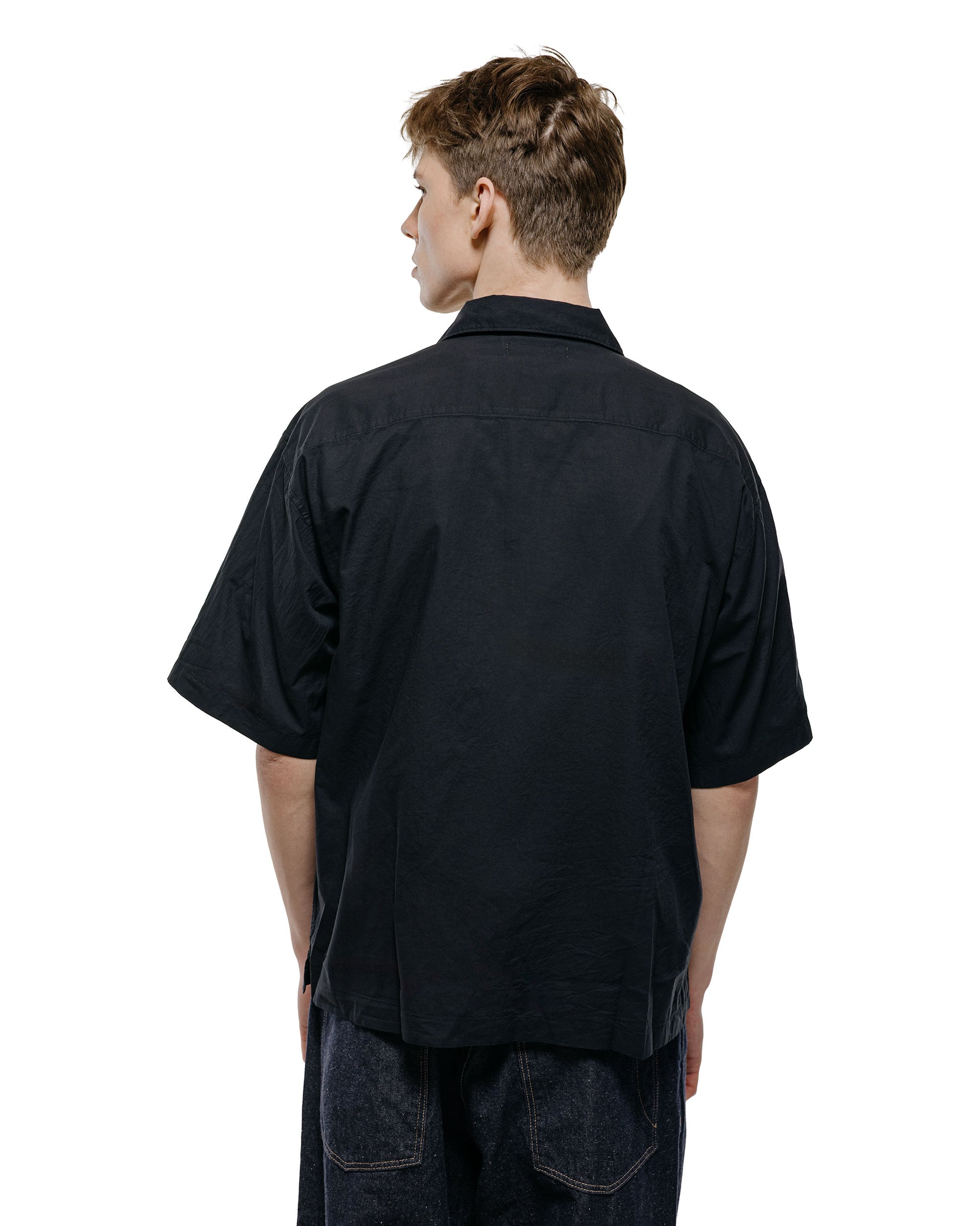 lost & found Merz B. Schwanen Merz B. Schwanen SHIRT09LP Unisex Short Sleeve Cotton Poplin Shirt Deep Black