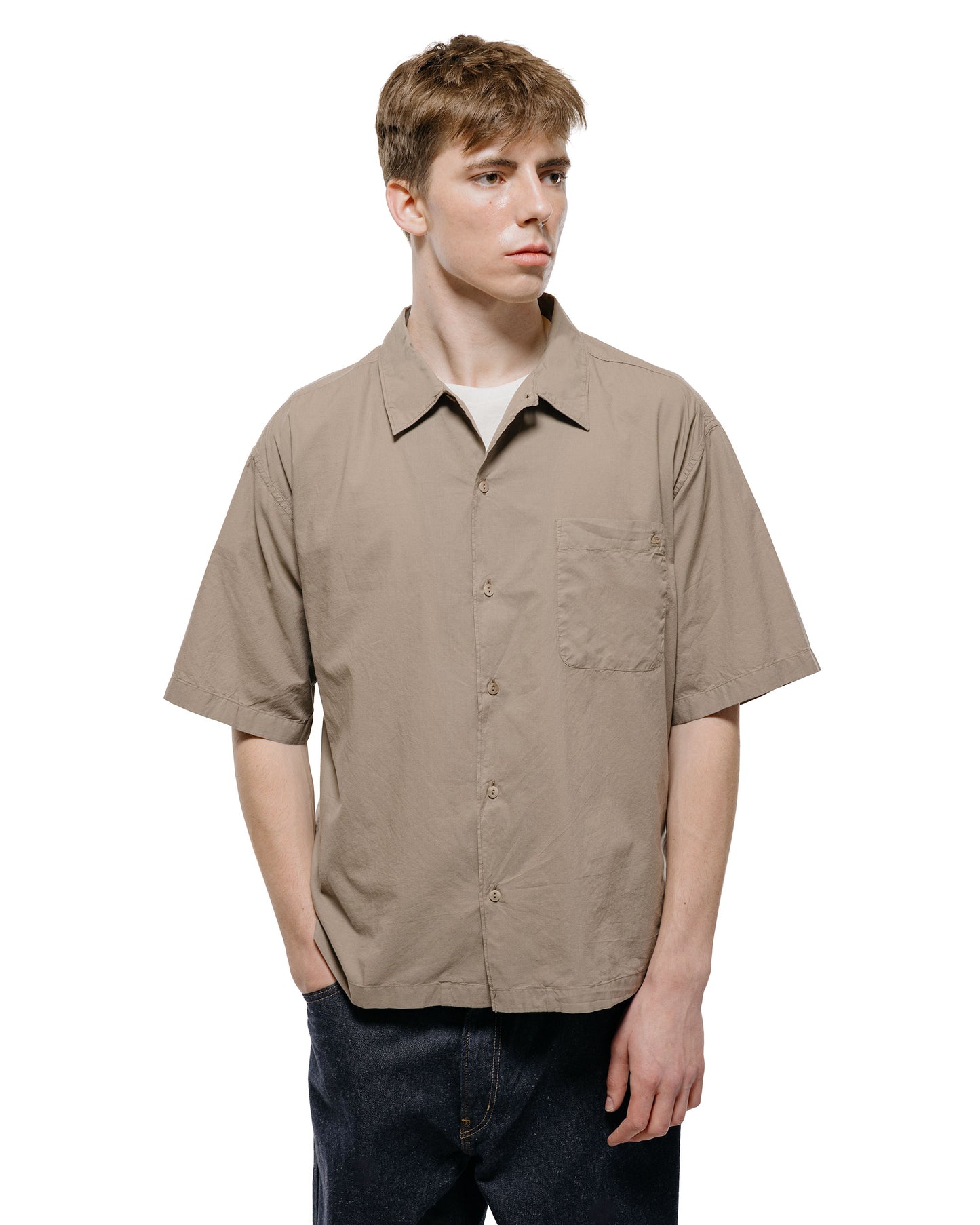 lost & found Merz B. Schwanen Merz B. Schwanen SHIRT09LP Unisex Short Sleeve Cotton Poplin Shirt Faded Grain