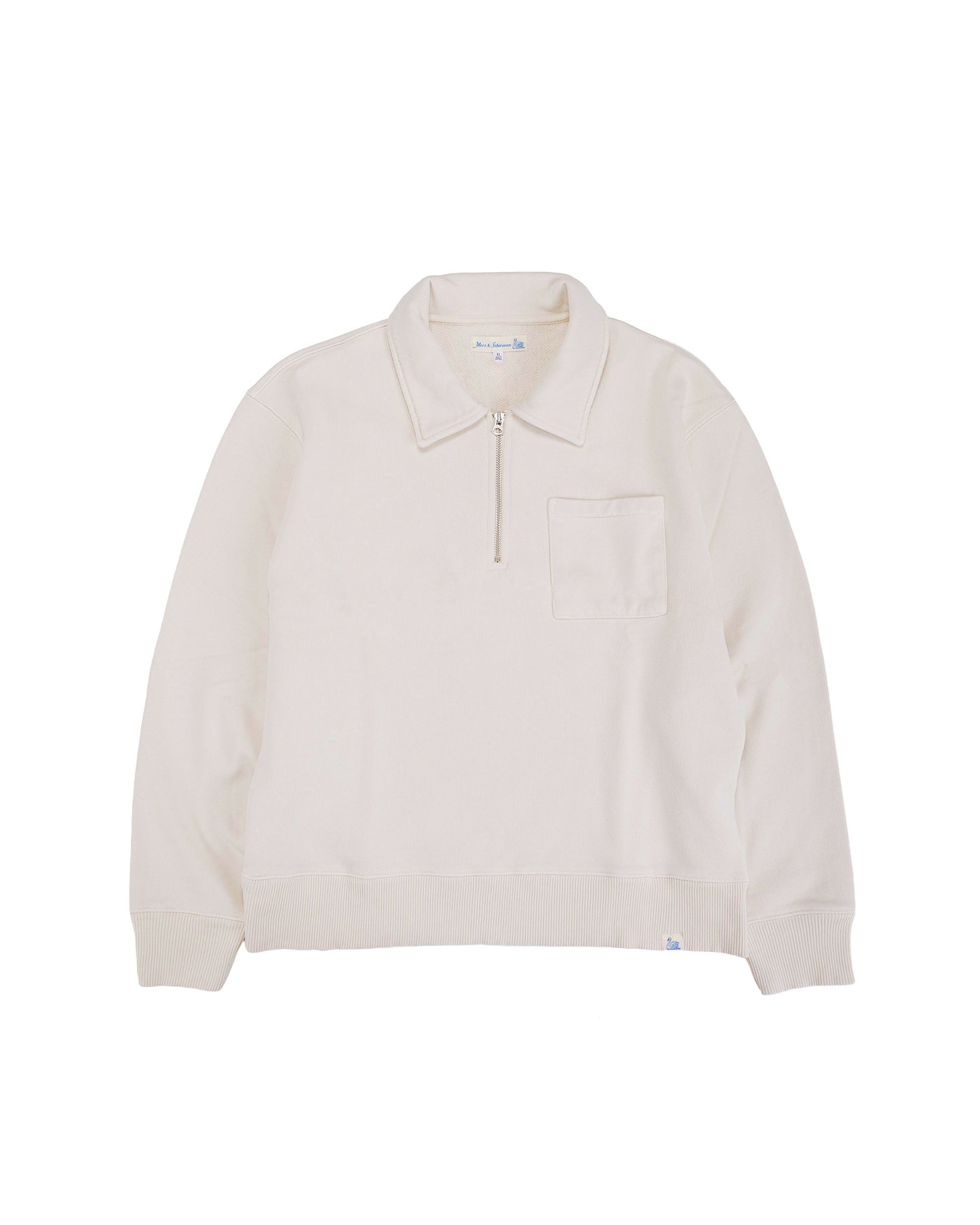 lost & found Merz B. Schwanen Merz B. Schwanen ZIP03 Authentic Fleece Polo Collared Half-Zip Cotton Sweatshirt Nature