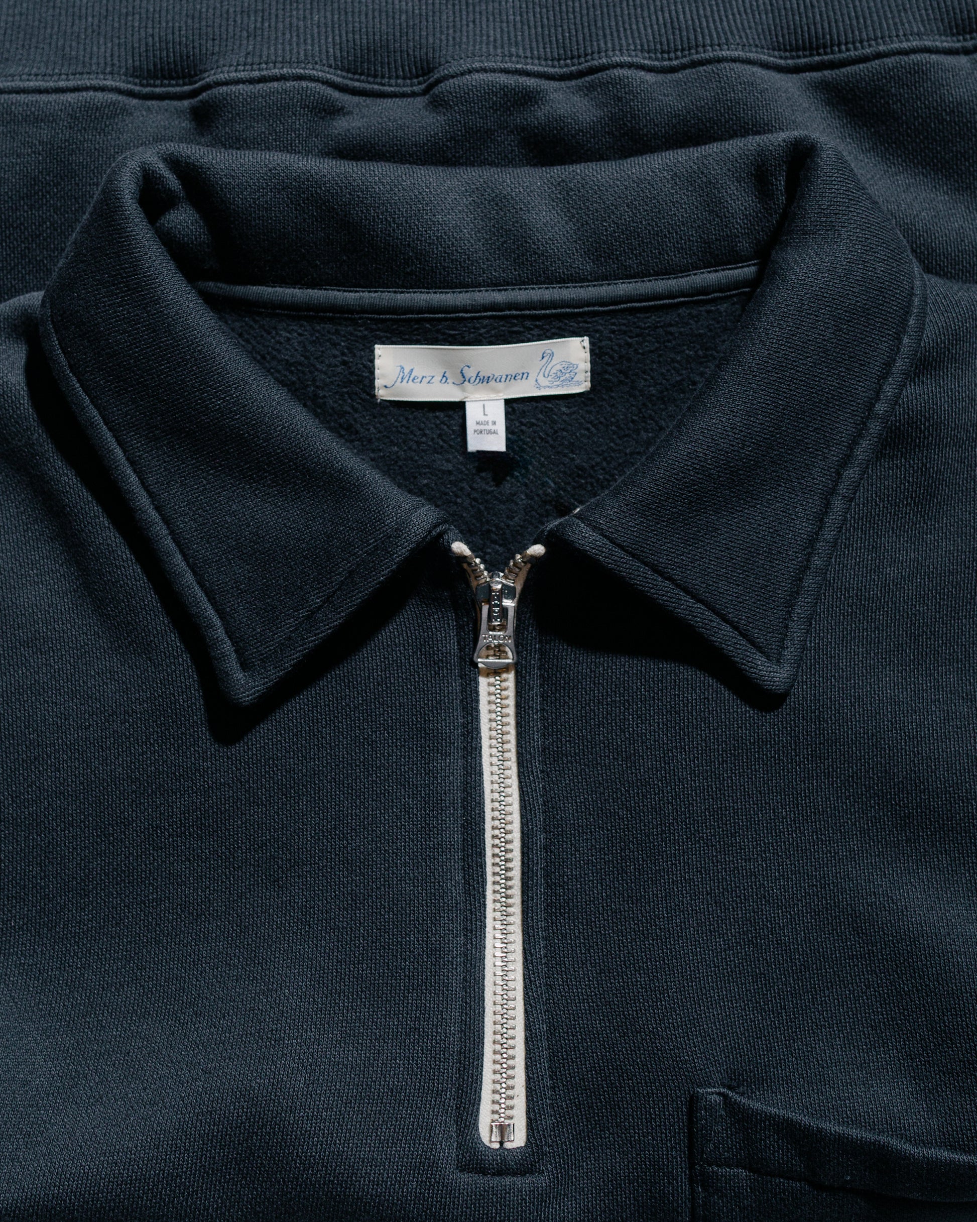 lost & found Merz B. Schwanen Merz B. Schwanen ZIPC01 Zip Collar Sweatshirt Charcoal