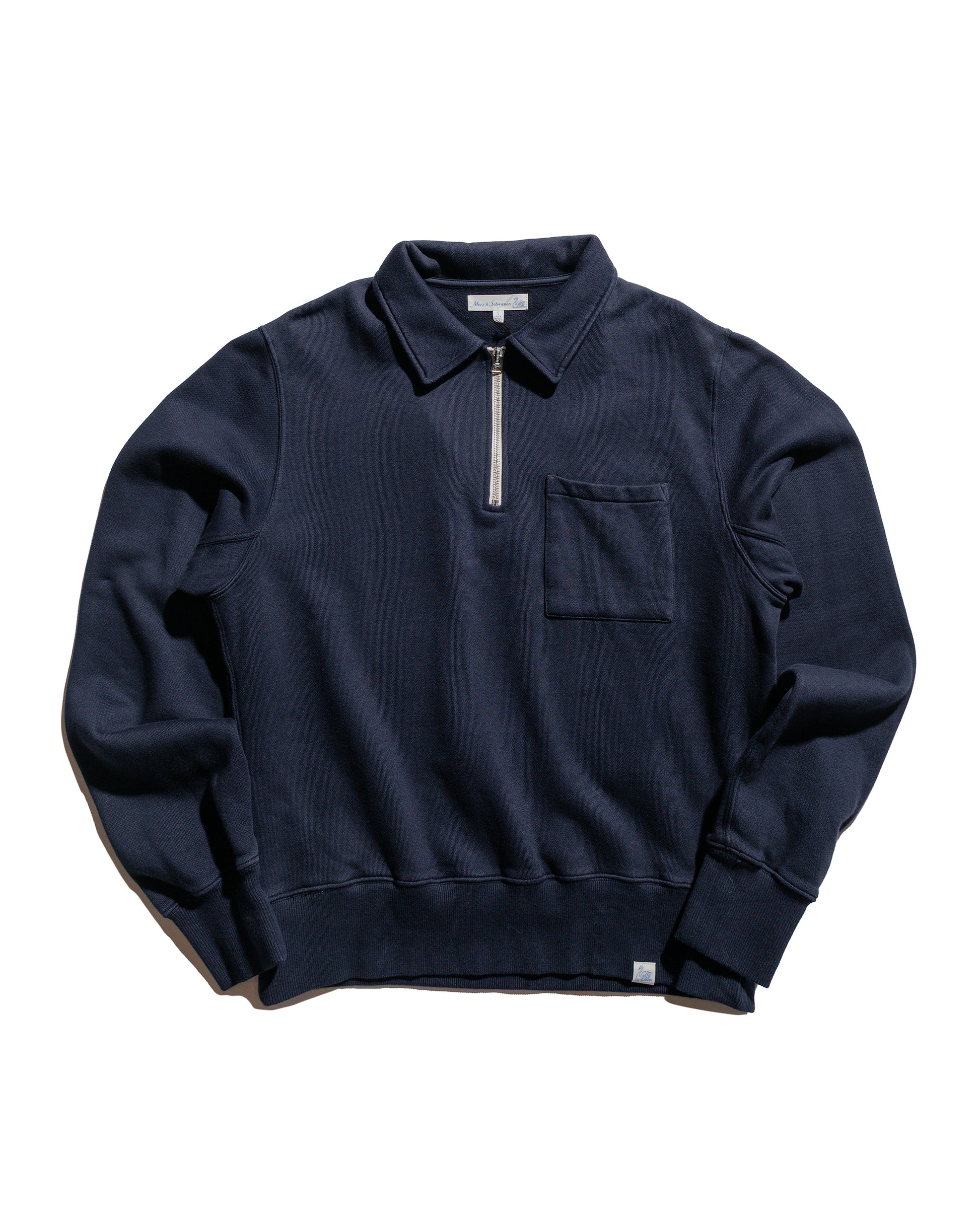 lost & found Merz B. Schwanen Merz B. Schwanen ZIPC01 Zip Collar Sweatshirt Dark Navy