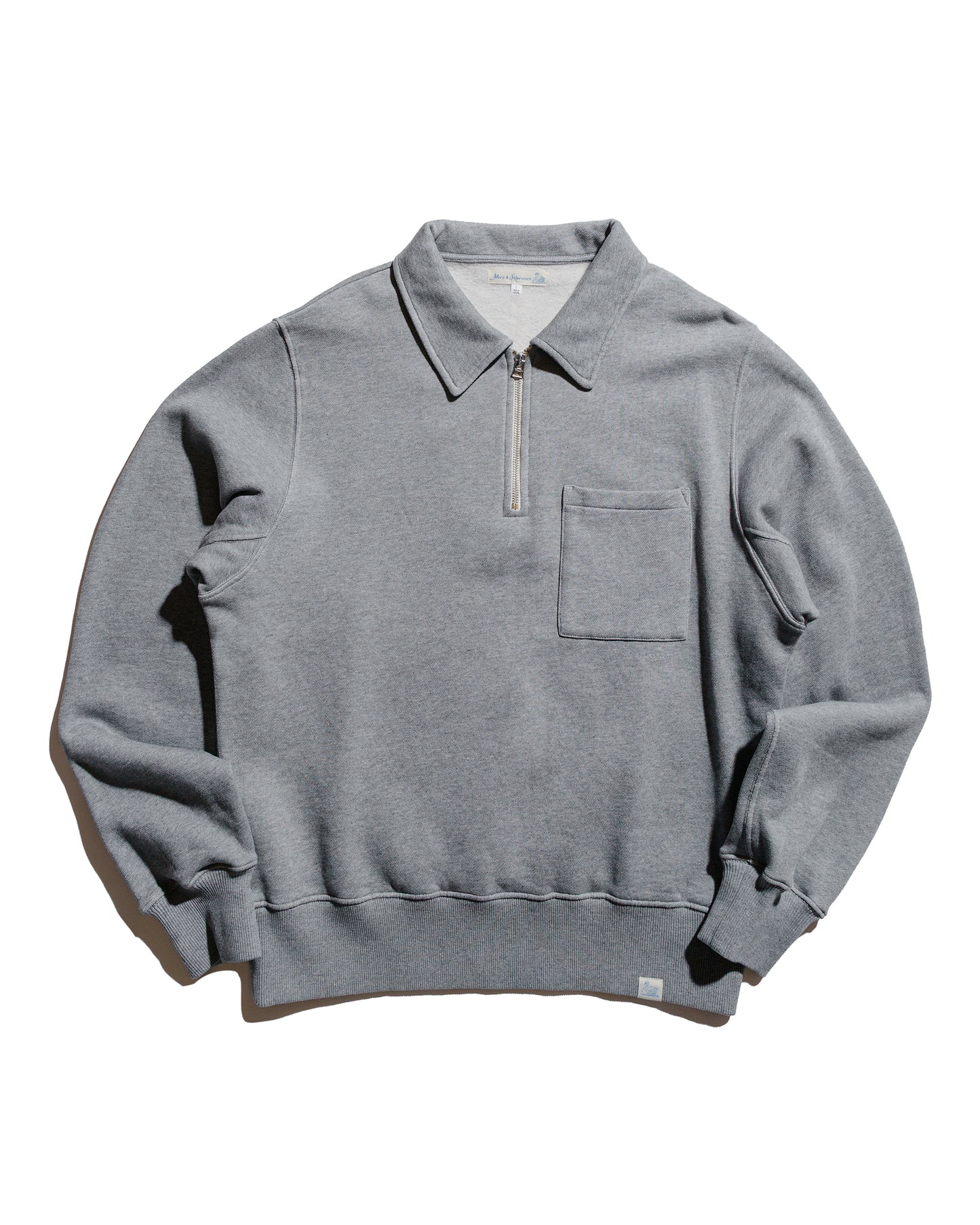 lost & found Merz B. Schwanen Merz B. Schwanen ZIPC01 Zip Collar Sweatshirt Grey Melange