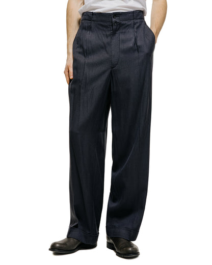 lost & found MotivMfg MotivMfg Robert Trousers Herringbone Tussah Silk Suiting Dark Navy