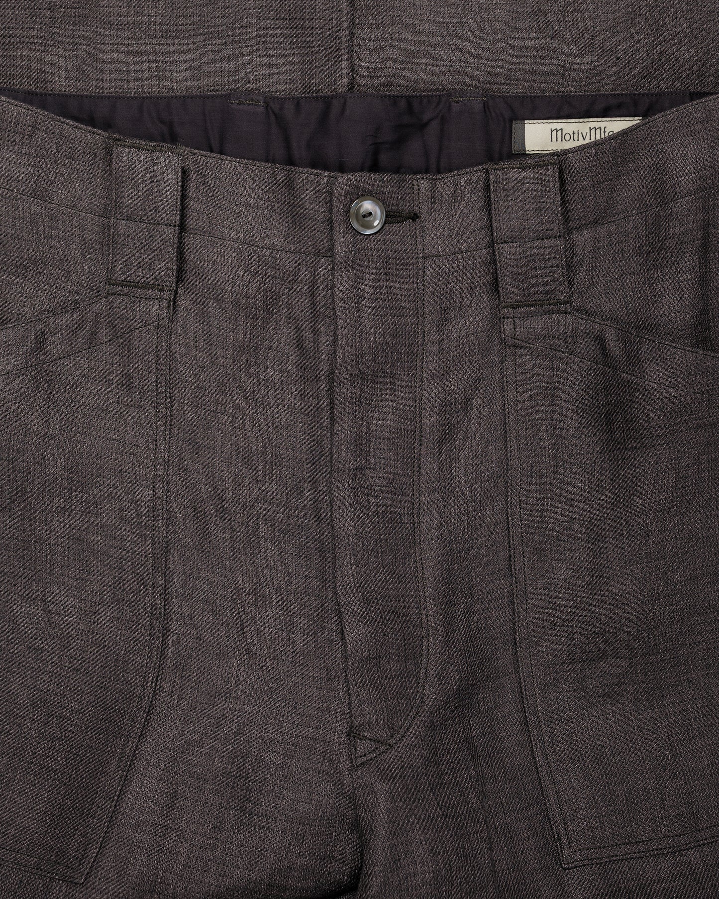 lost & found MotivMfg MotivMfg Capsule Deck Pants Duble Face Linen Serge/Aubergine