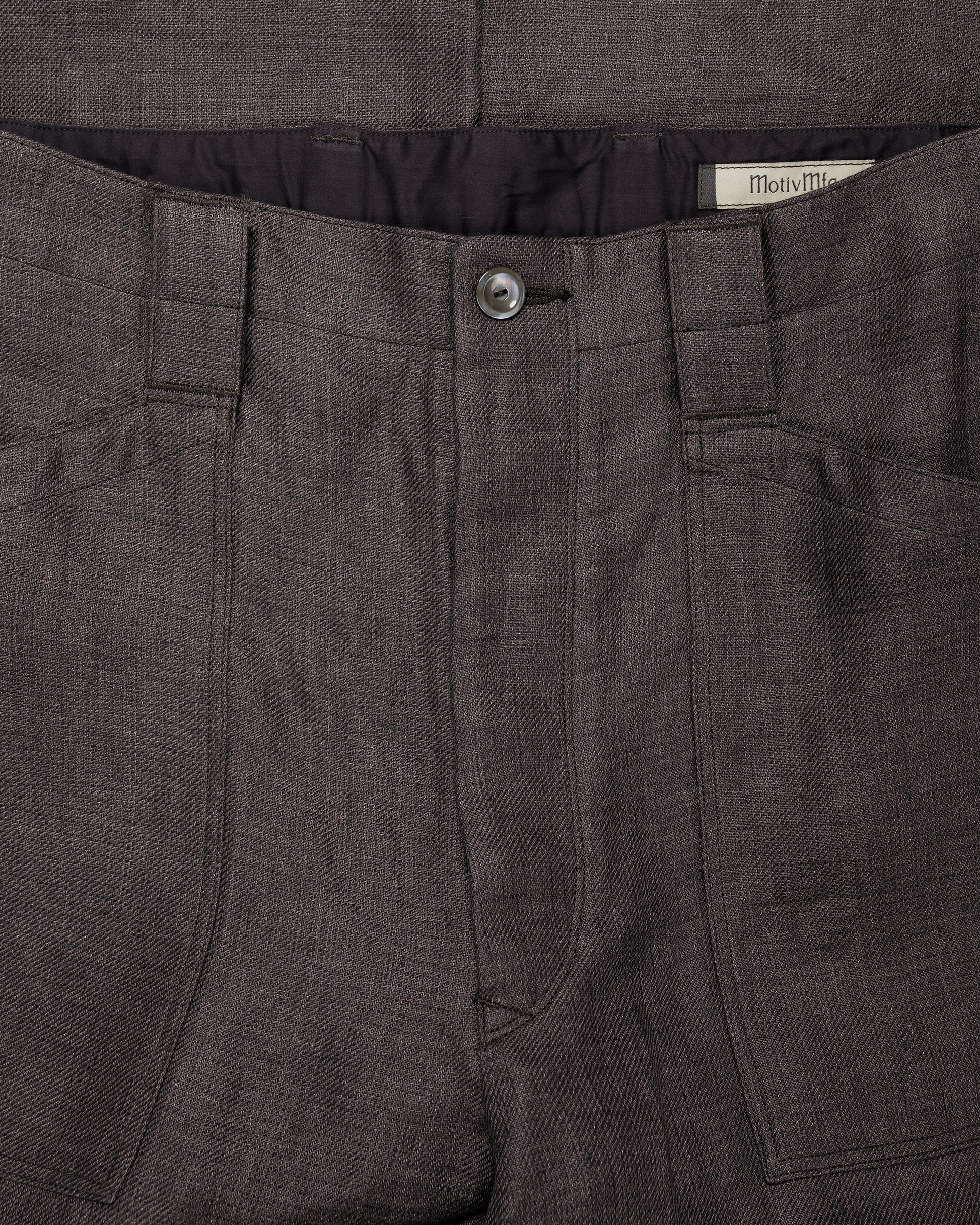 lost & found MotivMfg MotivMfg Capsule Deck Pants Duble Face Linen Serge/Aubergine