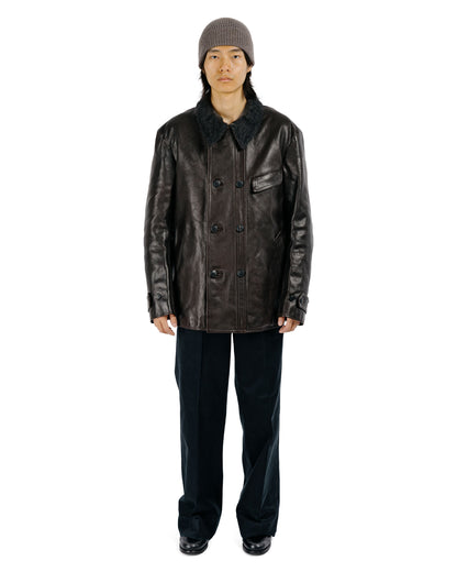 MotivMfg Corbusier Leather Coat Genuine Horsehide Washed/Antique Brown