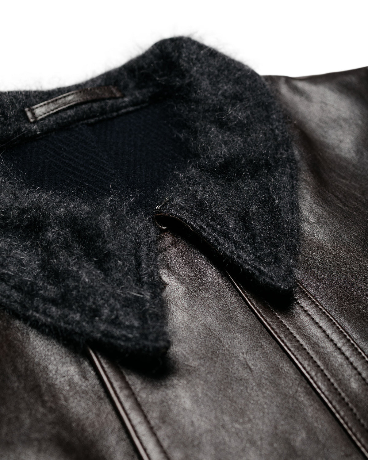 MotivMfg Corbusier Leather Coat Genuine Horsehide Washed/Antique Brown