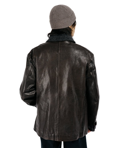 MotivMfg Corbusier Leather Coat Genuine Horsehide Washed/Antique Brown