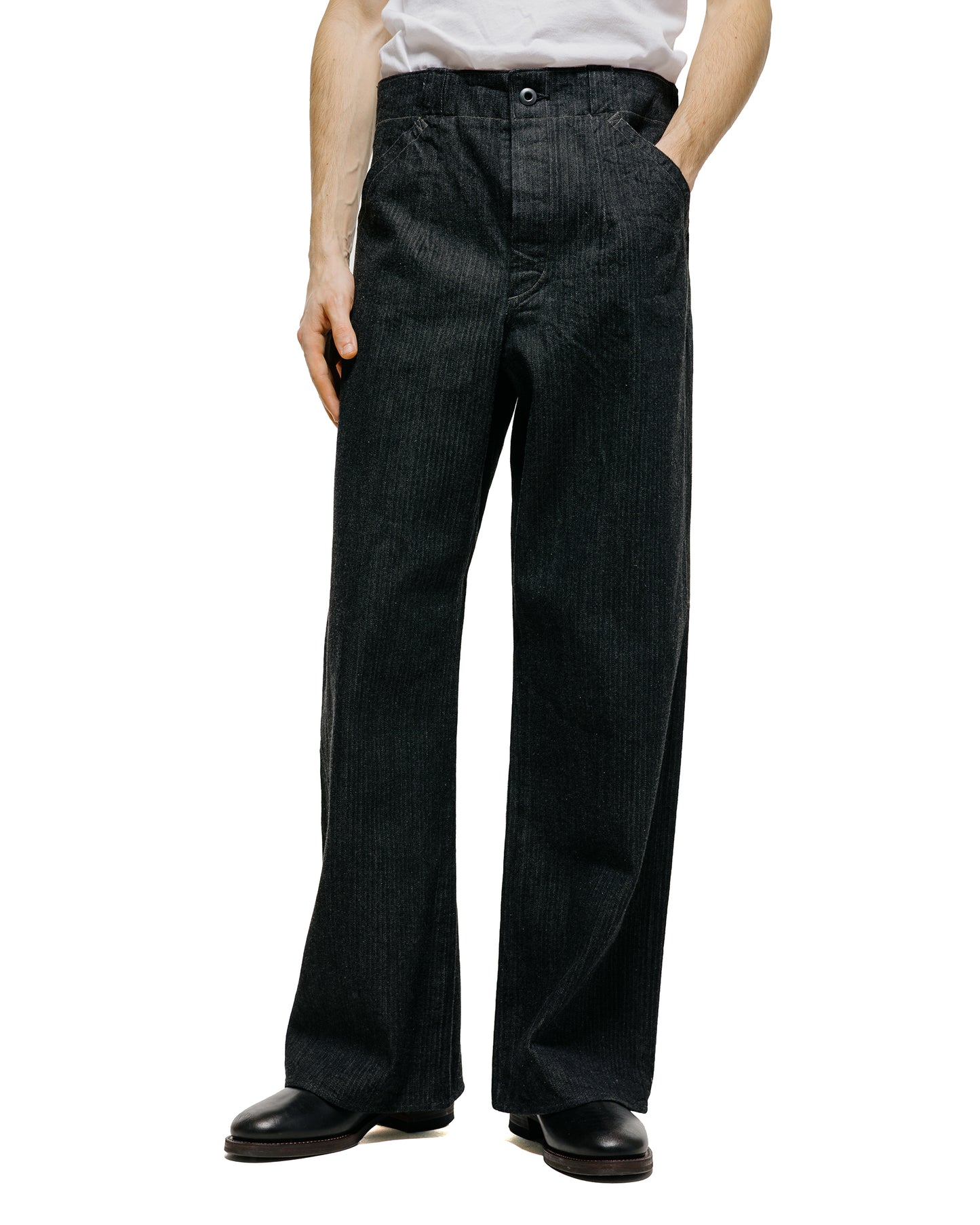 lost & found MotivMfg MotivMfg Doric Denim Trousers Original Herringbone Denim/Black