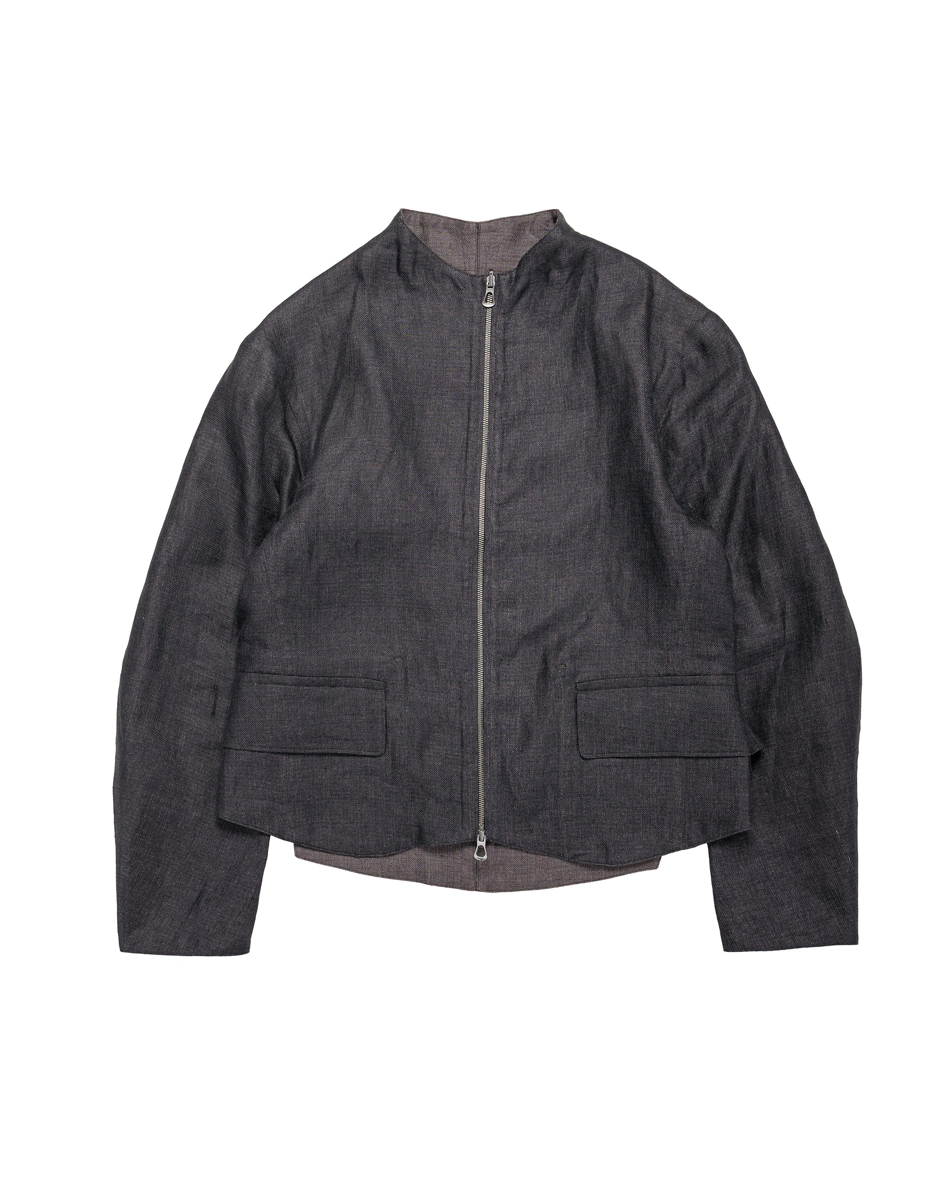 lost & found MotivMfg MotivMfg Gilet Jacket Double Face Linen Serge/Navy/Aubergine