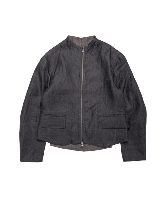 lost & found MotivMfg MotivMfg Gilet Jacket Double Face Linen Serge/Navy/Aubergine