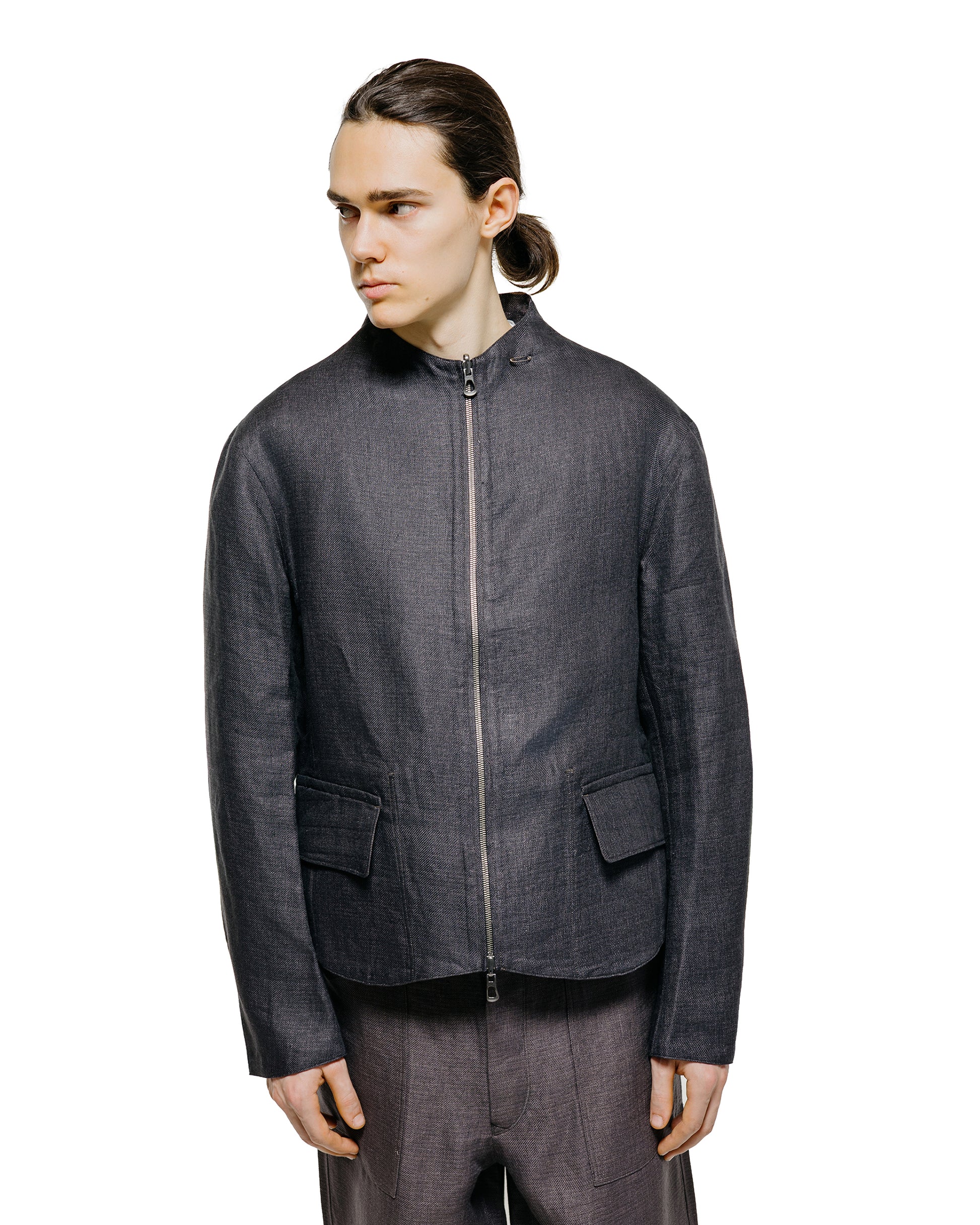 lost & found MotivMfg MotivMfg Gilet Jacket Double Face Linen Serge/Navy/Aubergine
